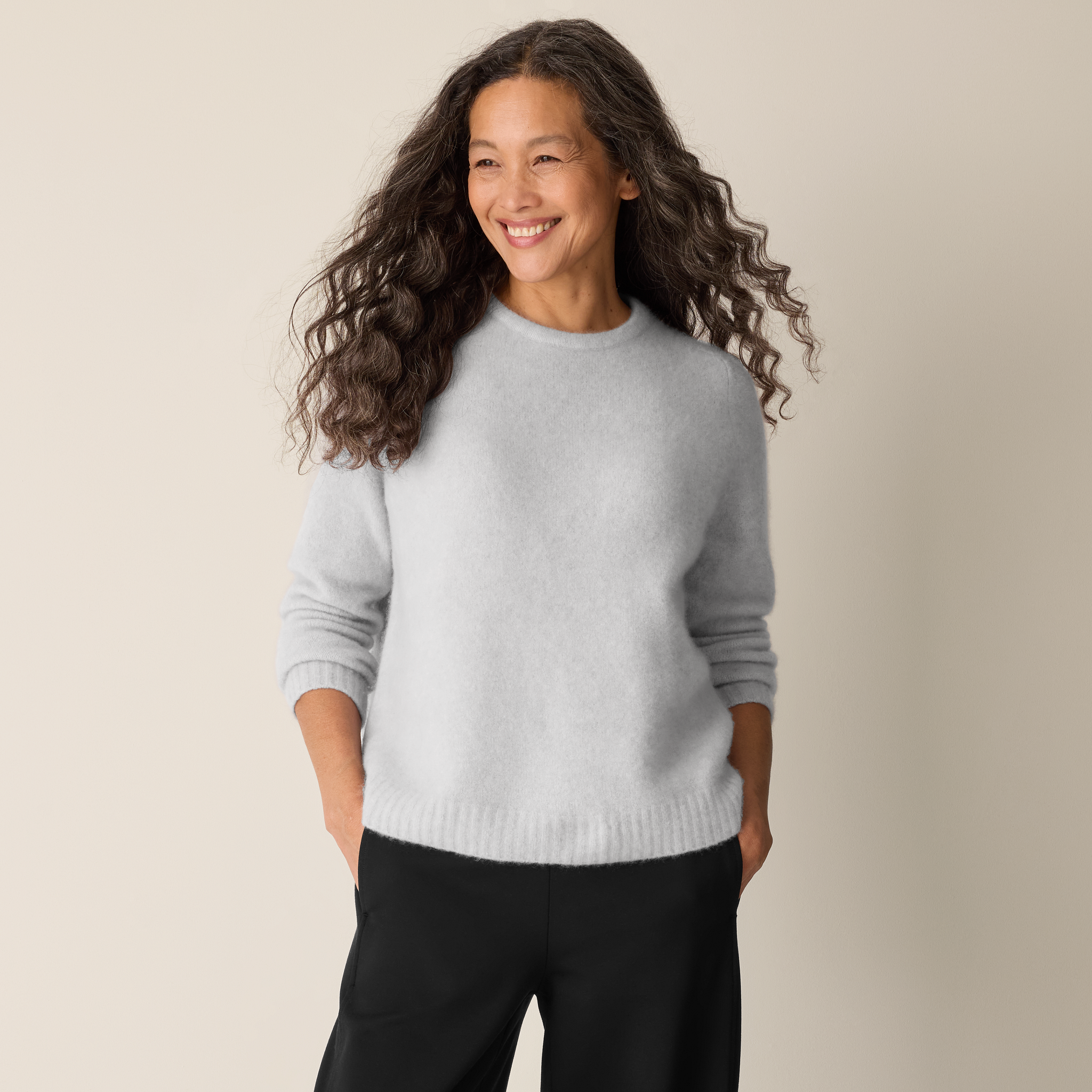 Cashmere Silk Boucle Bliss Crew Neck Top | EILEEN FISHER