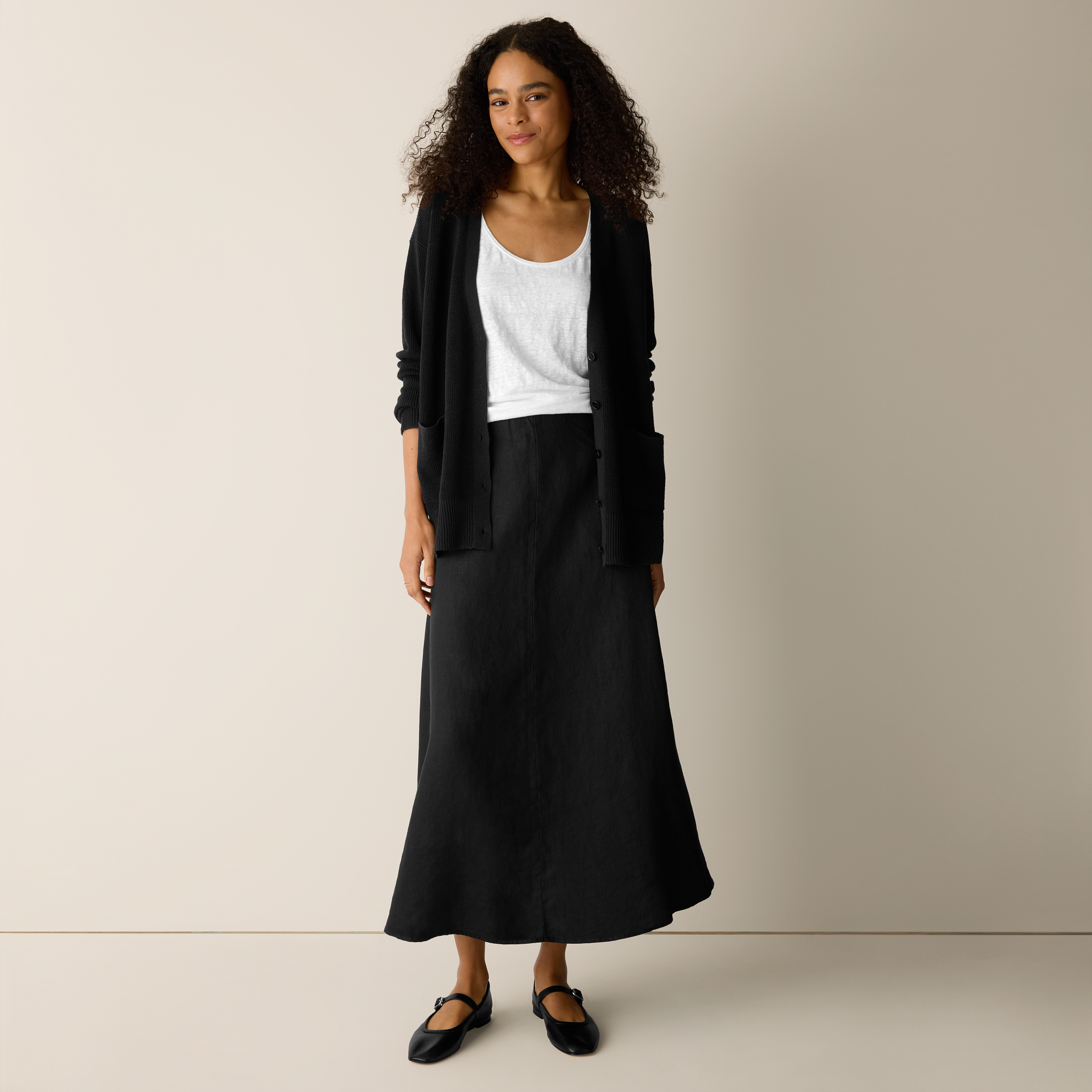 Organic Linen Half-Circle Skirt from EILEEN FISHER - $188