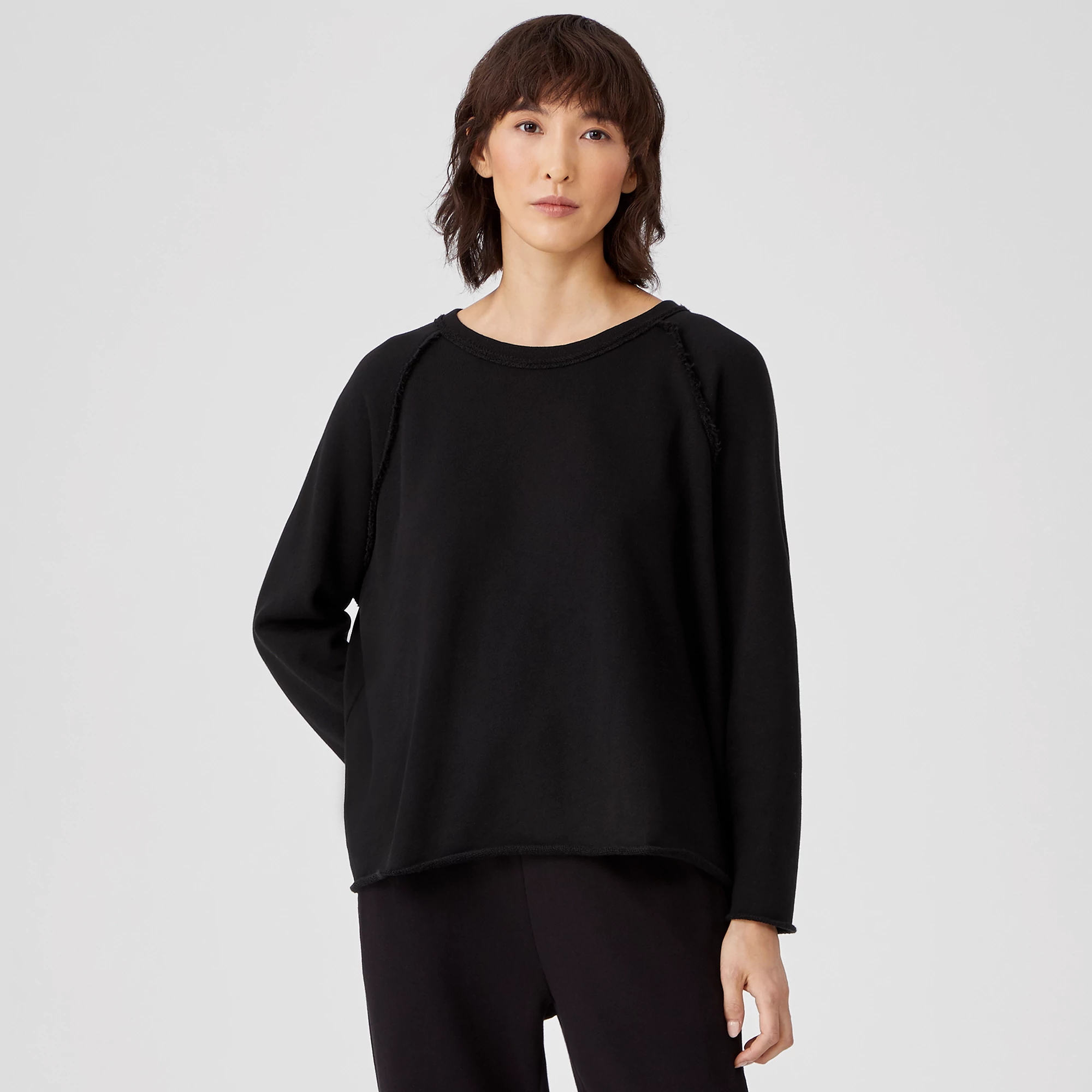 Organic Cotton French Terry Crew Neck Top | EILEEN FISHER