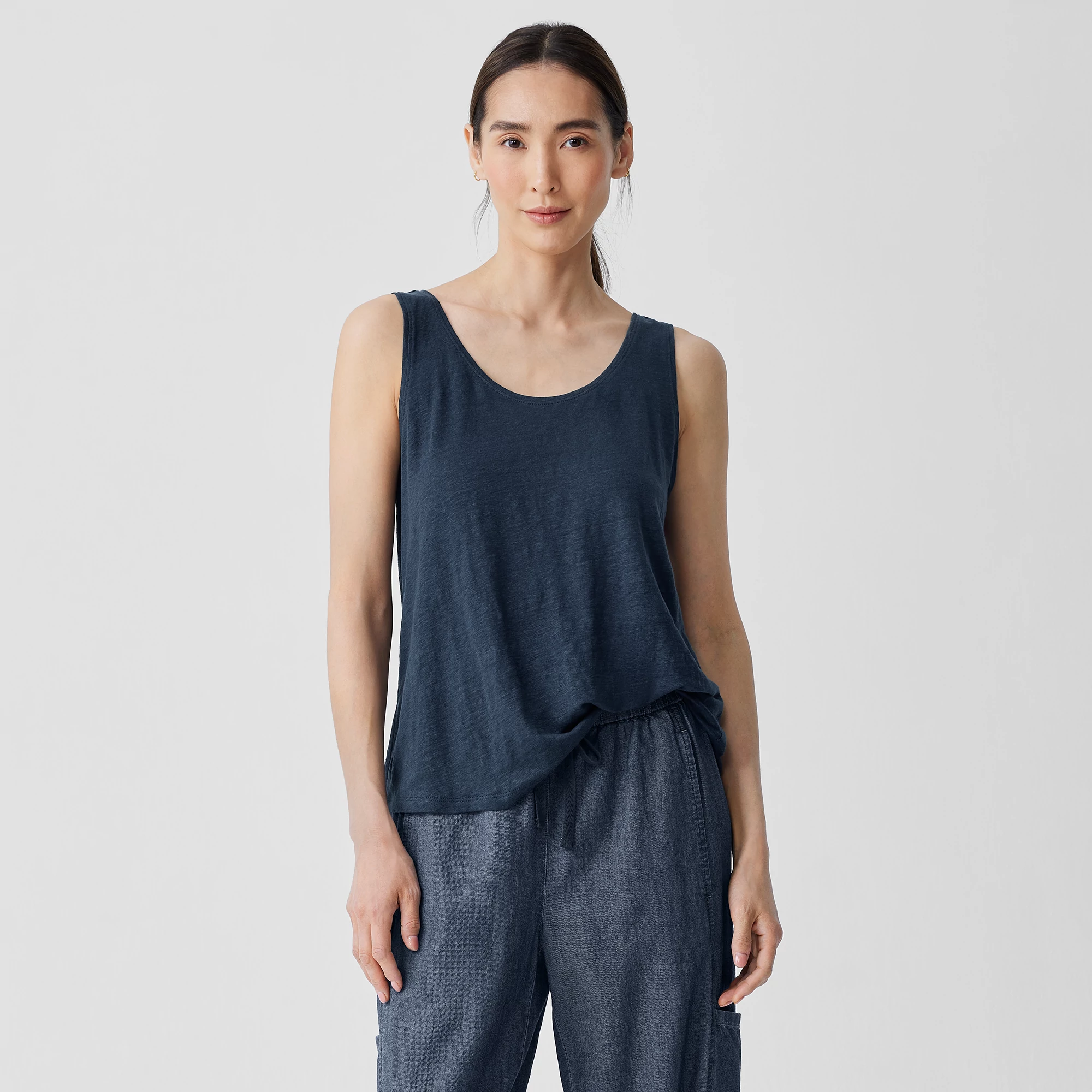Inez Blue Linen Tank