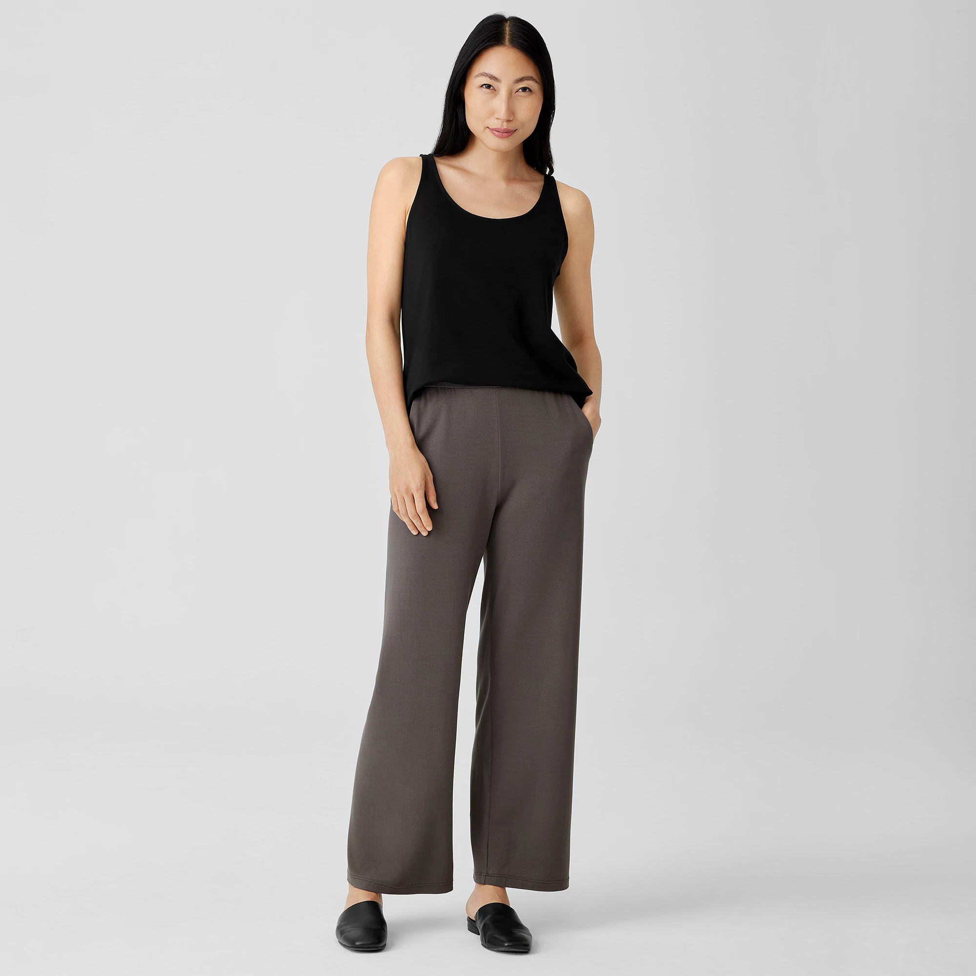 Stretch Jersey Knit Straight Pant | EILEEN FISHER