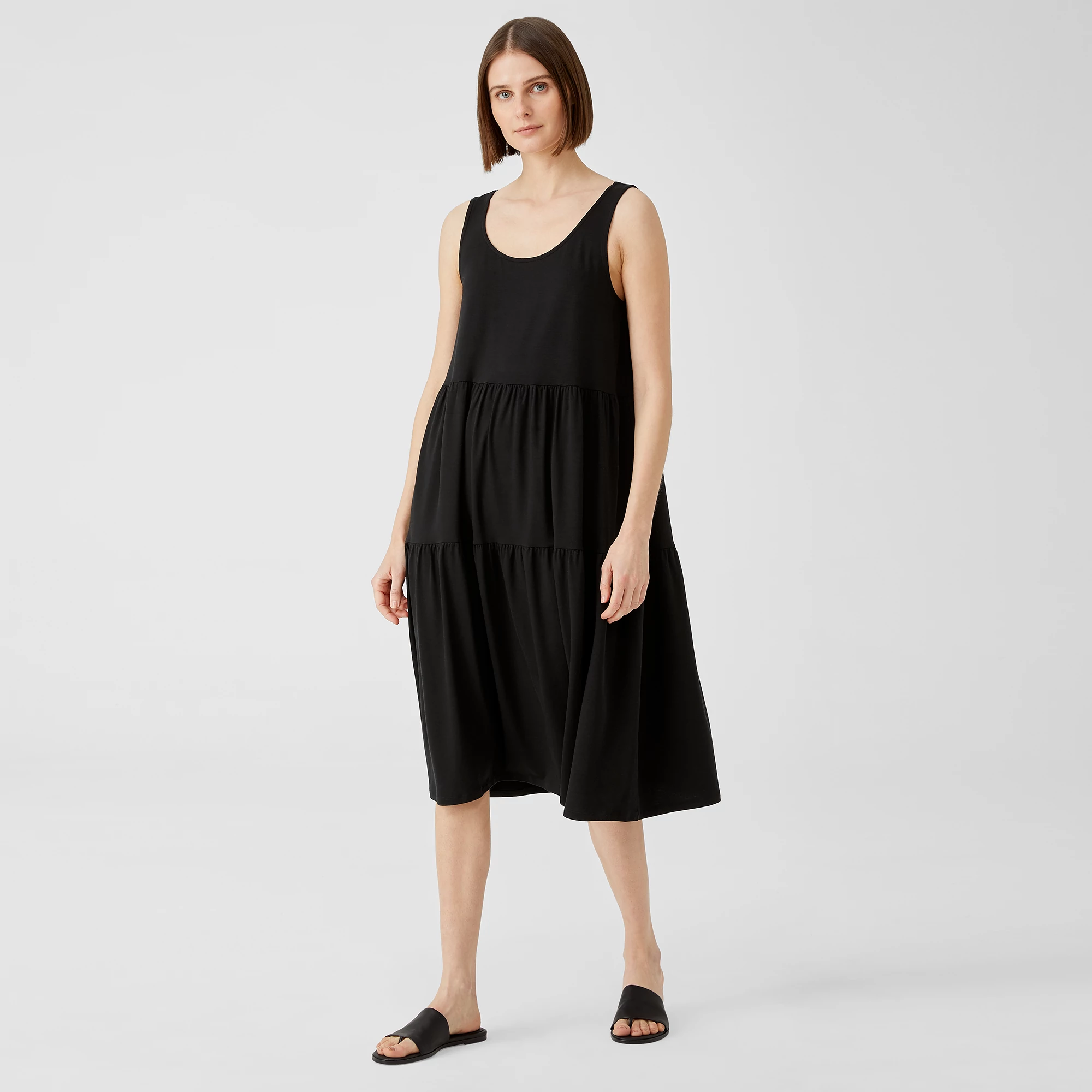 Fine Jersey Tiered Dress EILEEN FISHER
