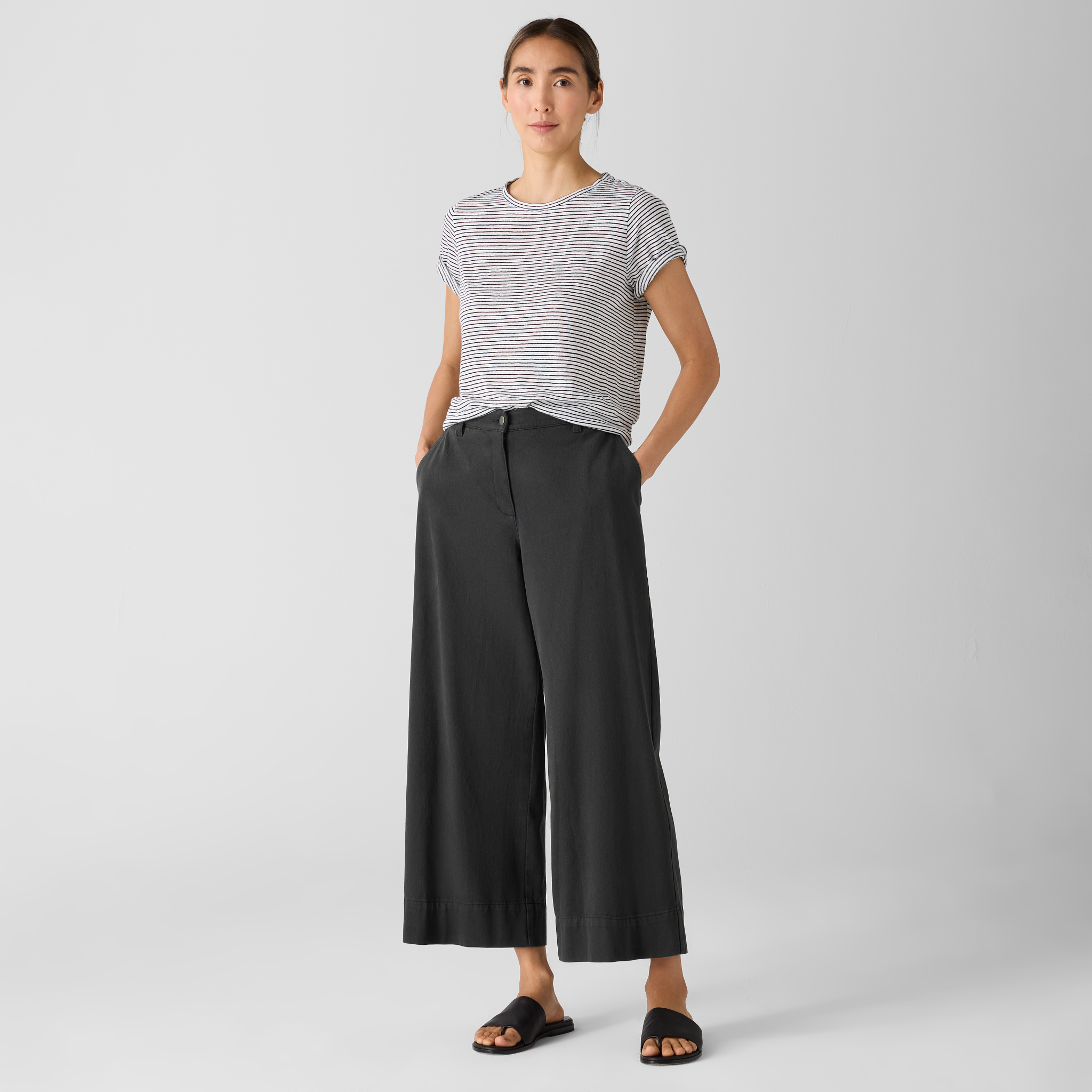 Garment-Dyed Utility Cotton Wide-Leg Pant