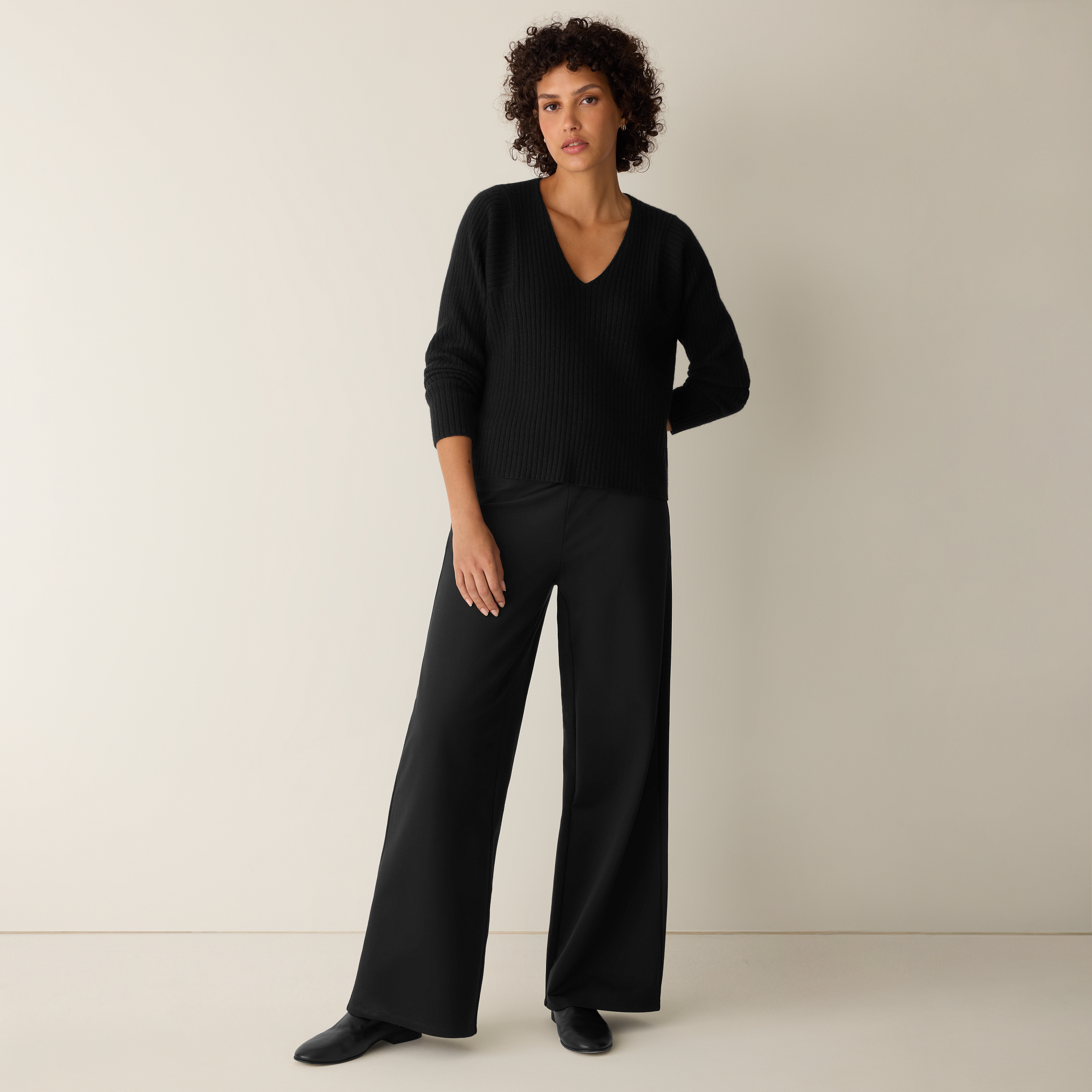 Washable Flex Ponte High Waisted Wide-Leg Pant