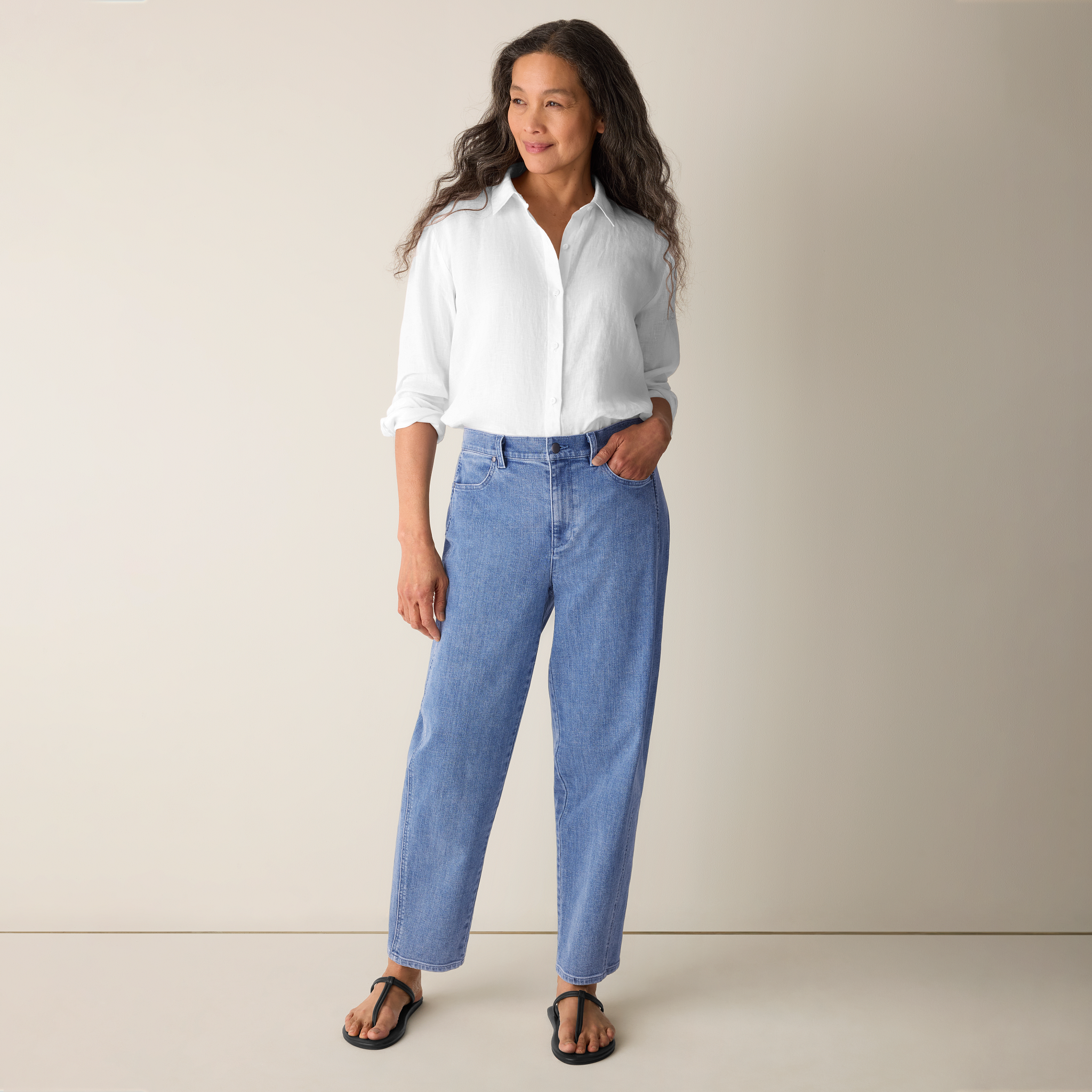 Cotton Stretch Denim Lantern Jean