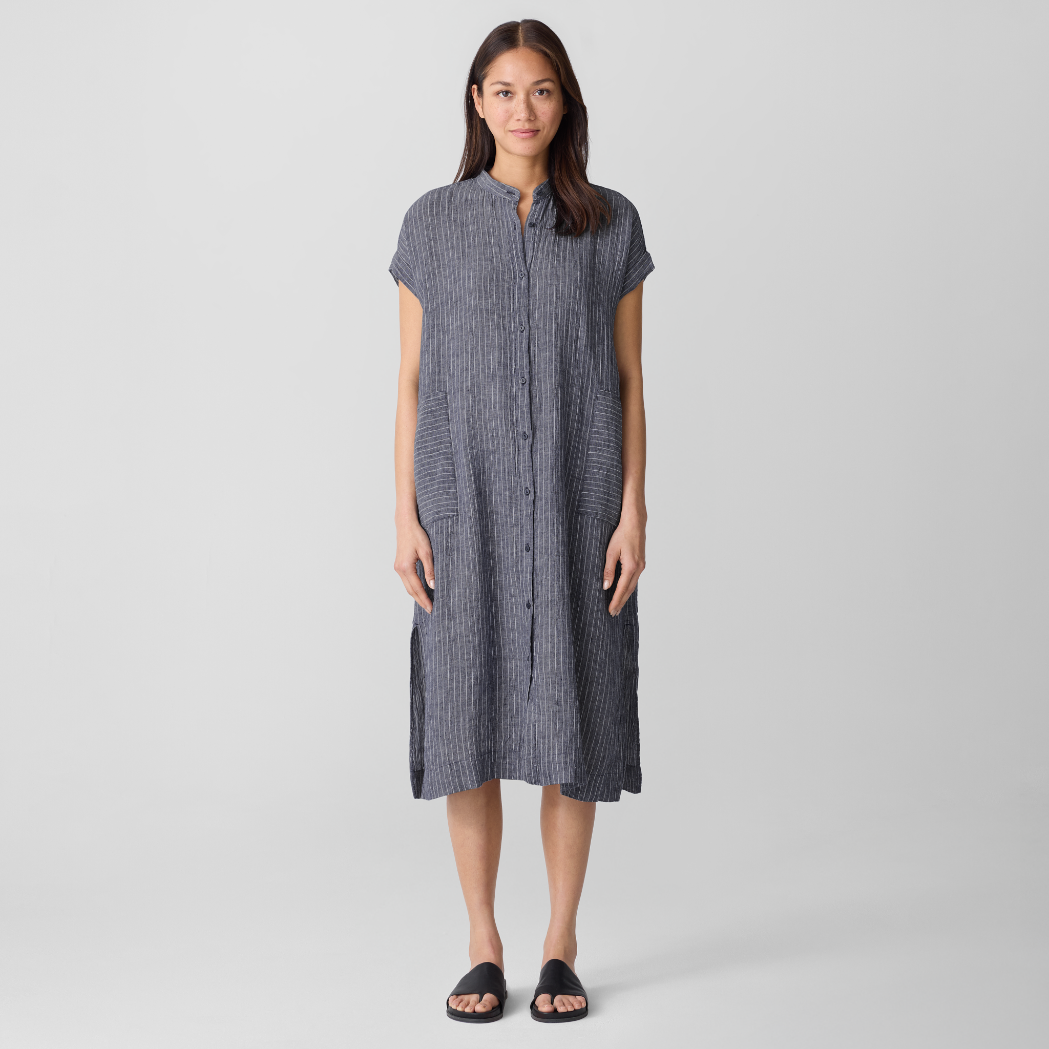 Puckered Organic Linen Shirtdress from EILEEN FISHER - $175.20