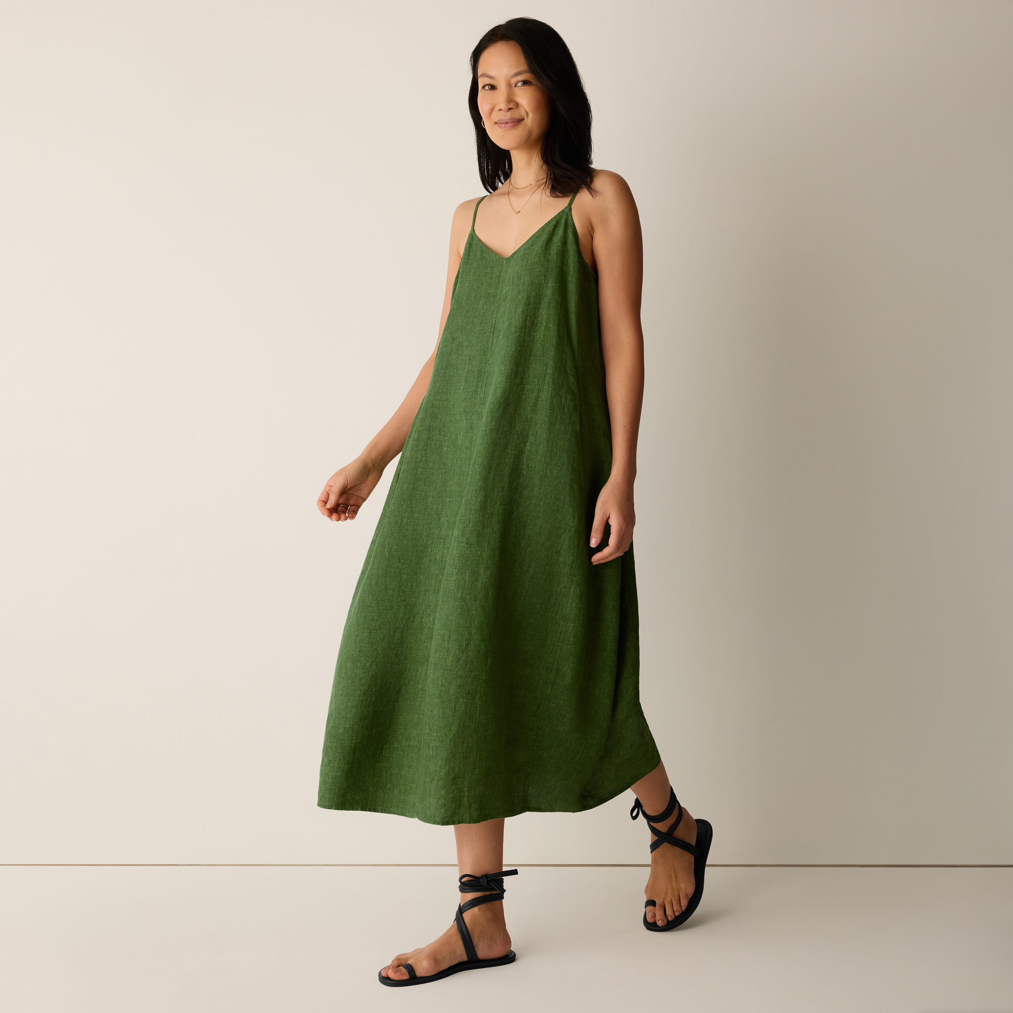 Washed Organic Linen Délavé Lantern Dress