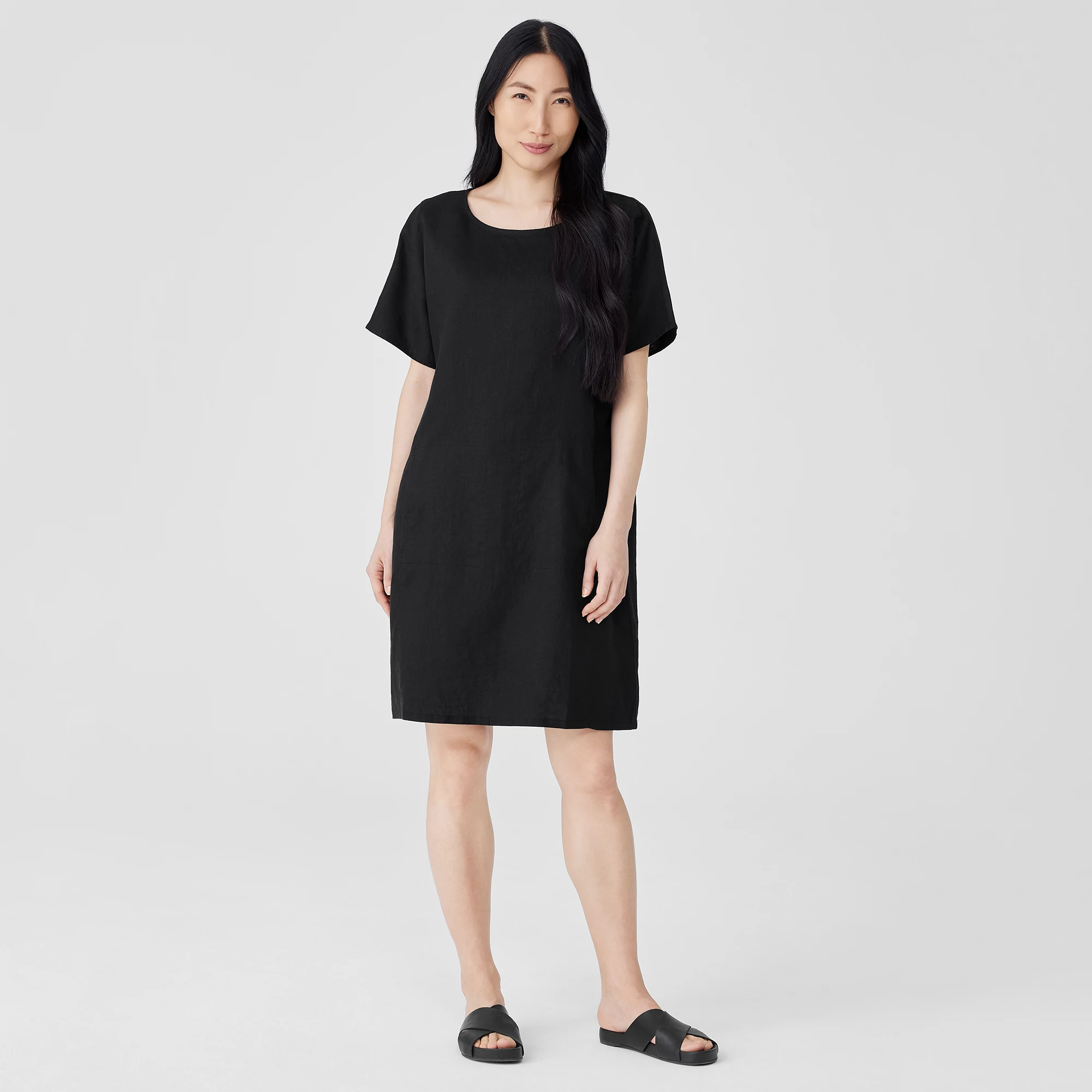 Organic Linen Ballet Neck Dress | EILEEN FISHER