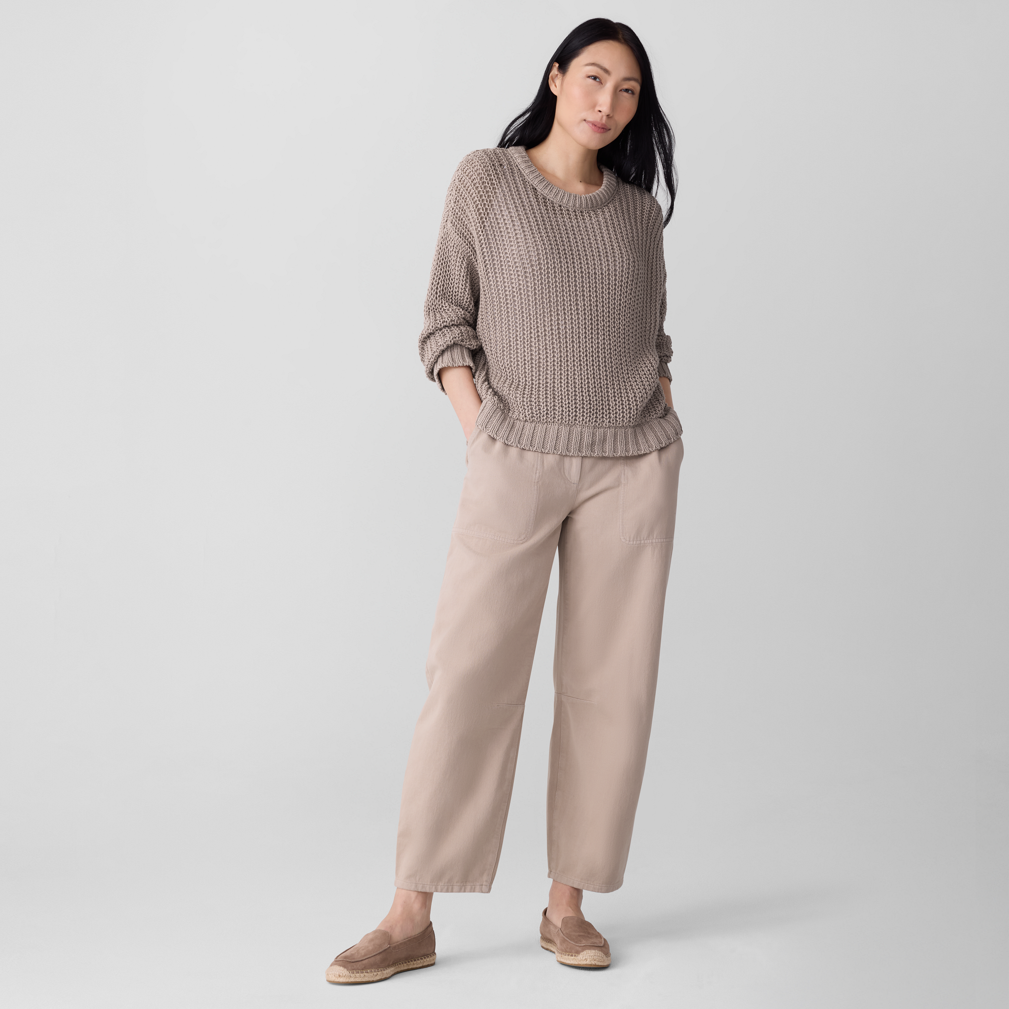Peruvian Organic Cotton Cord Crew Neck Top | EILEEN FISHER