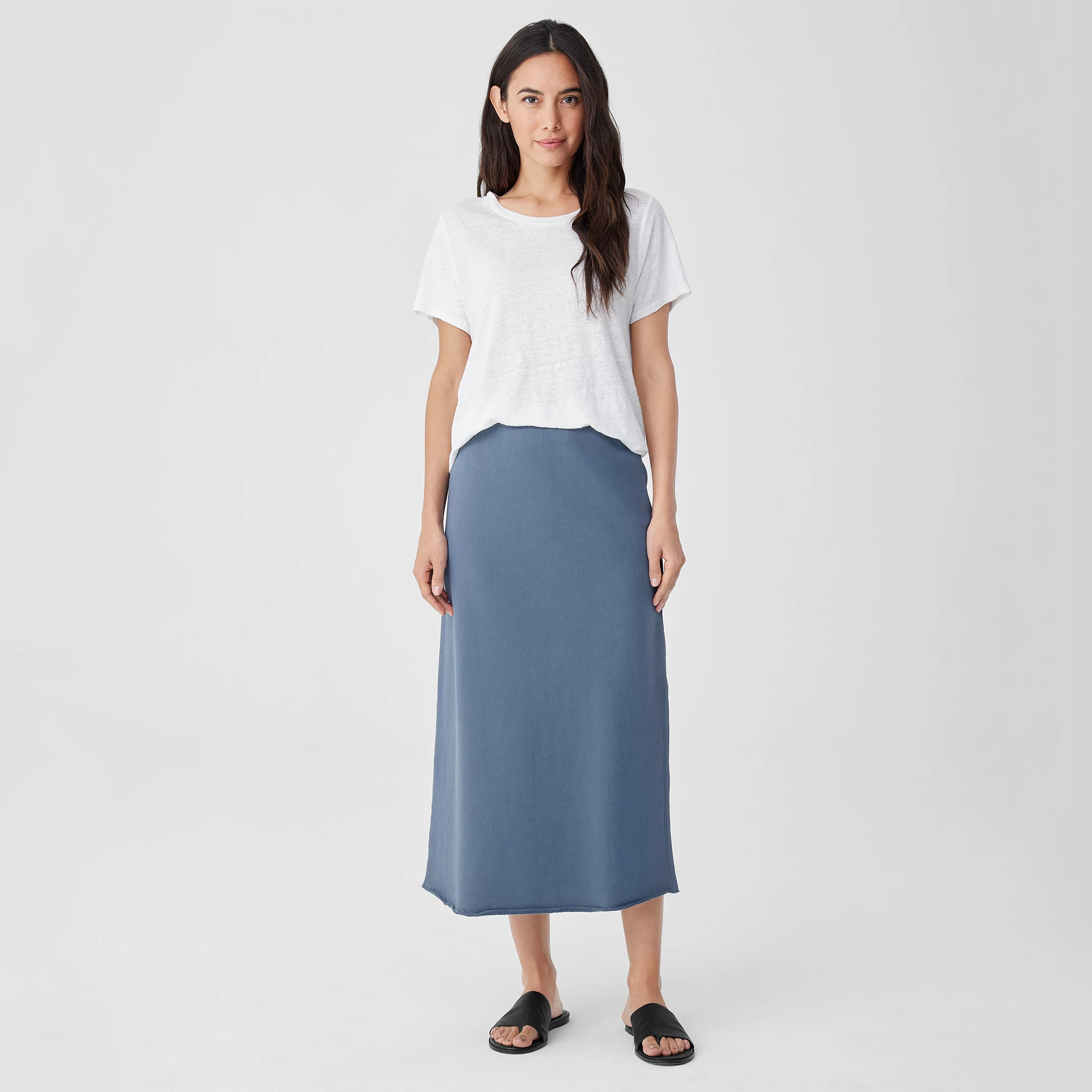 Organic Cotton French Terry A-Line Skirt | EILEEN FISHER