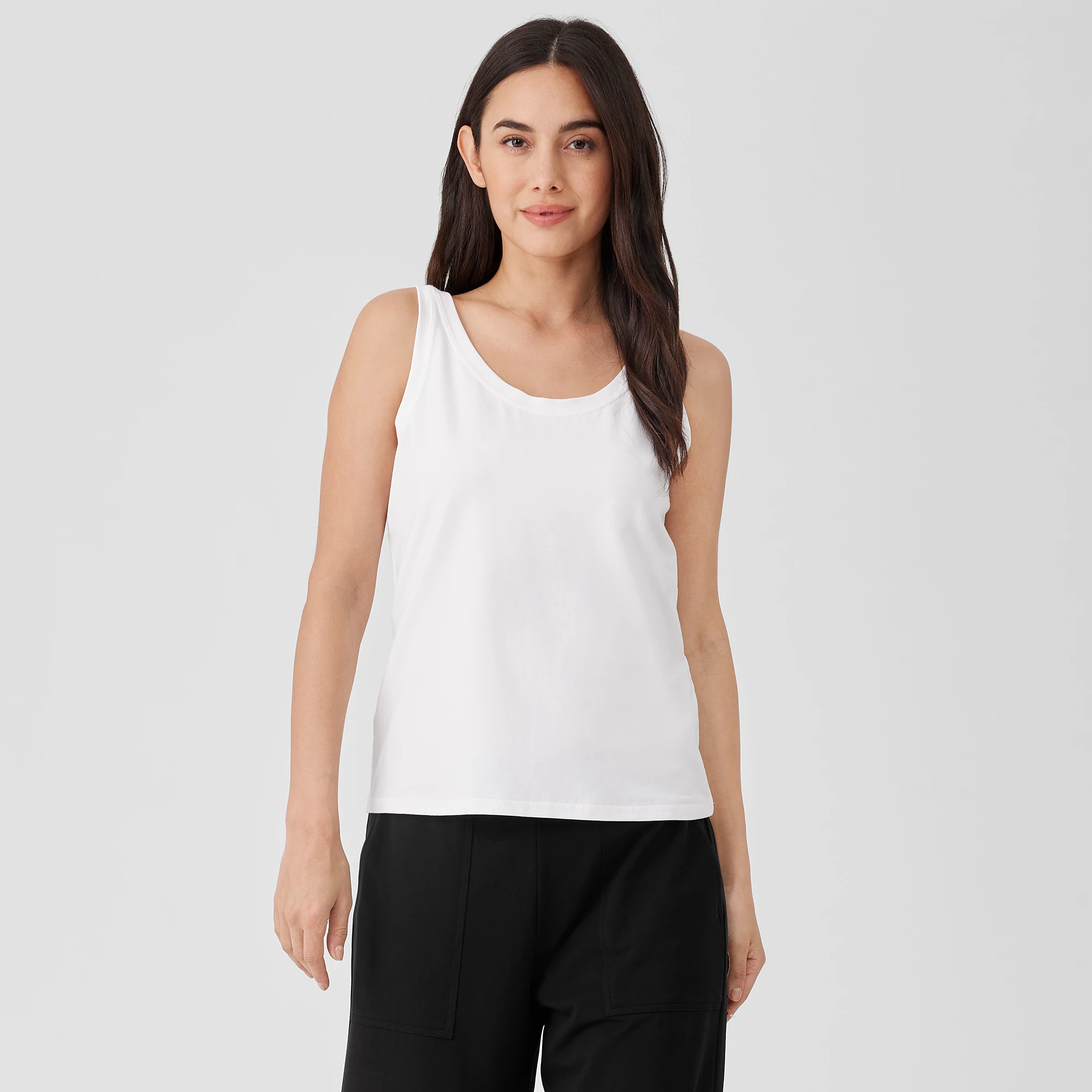 Pima Cotton Stretch Jersey Scoop Neck Tank