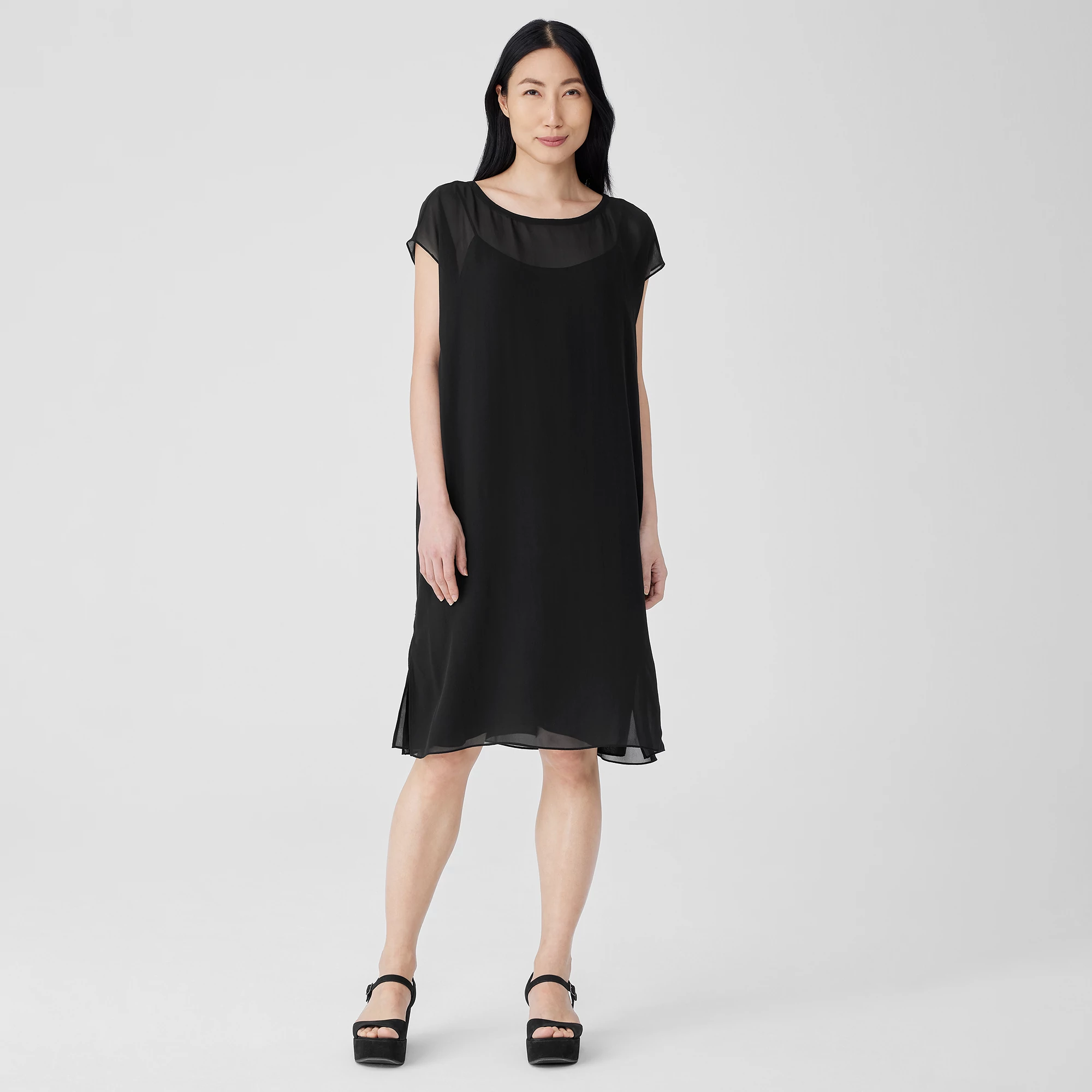 Sheer Silk Layered Dress EILEEN FISHER