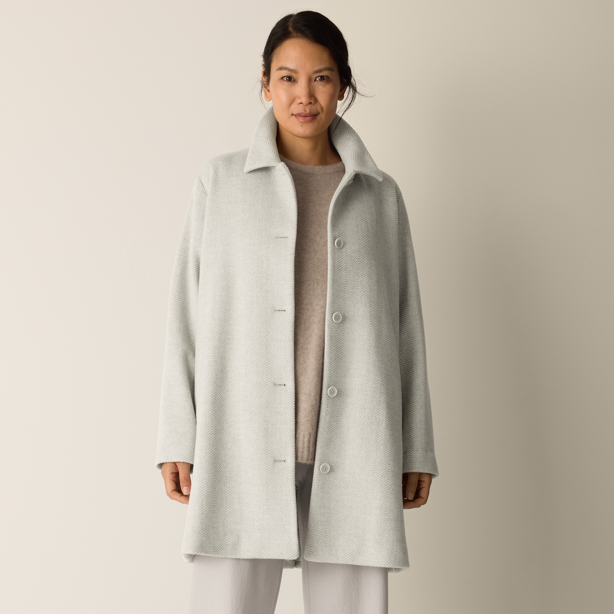 Soft Wool Herringbone Classic Collar Coat from EILEEN FISHER - $343.20