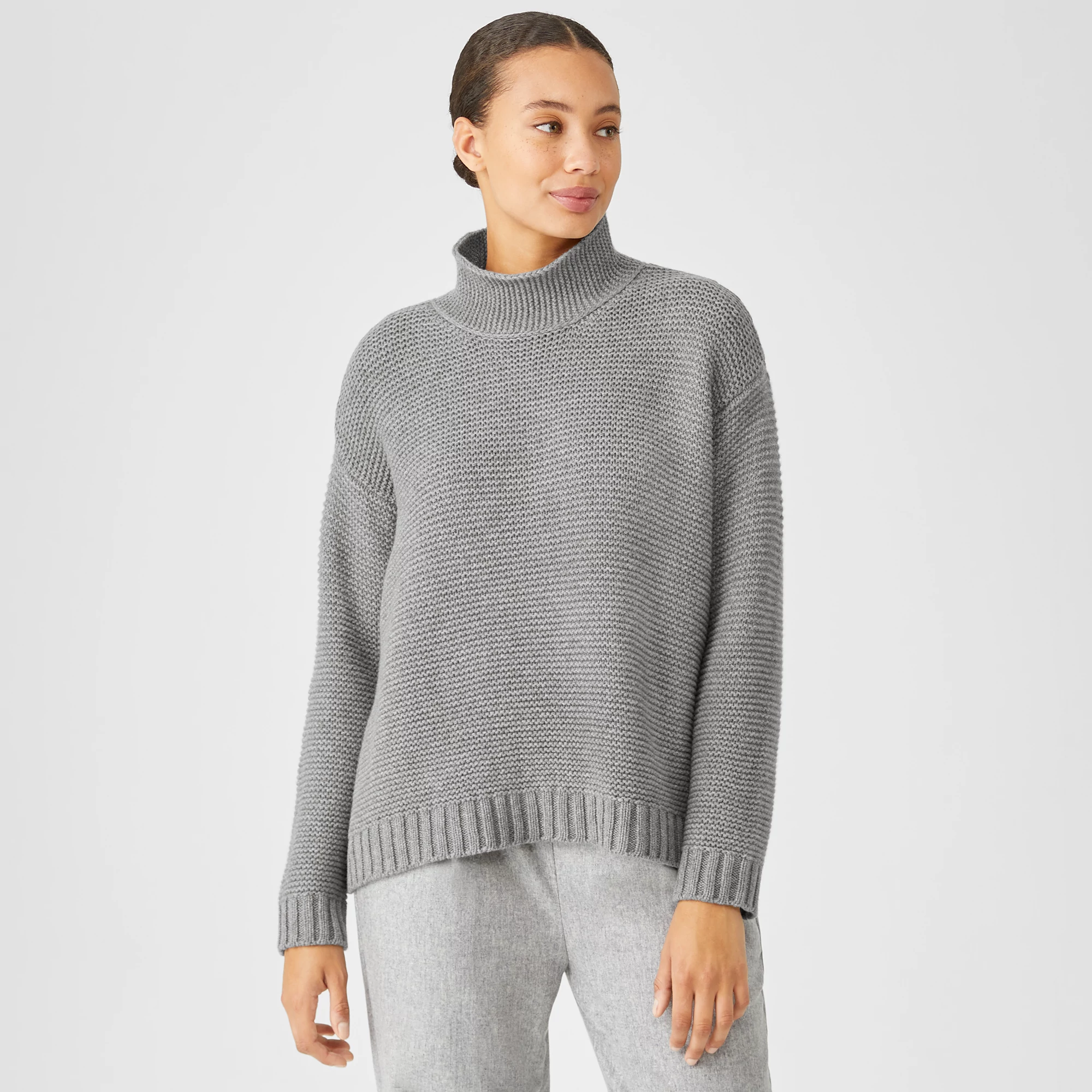 Recycled Cashmere Wool Funnel Neck Top 