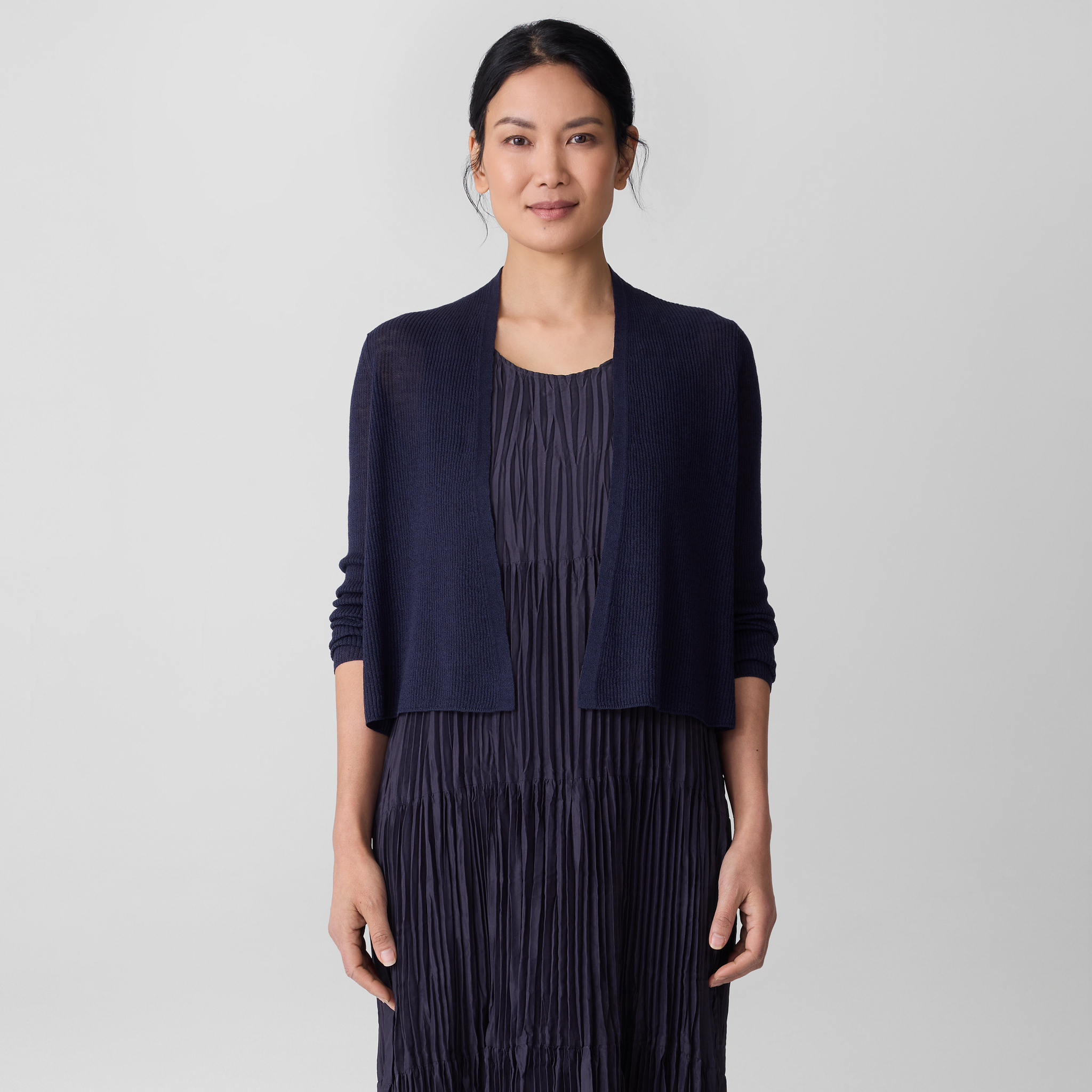 Organic Linen Cotton Cropped Cardigan | EILEEN FISHER