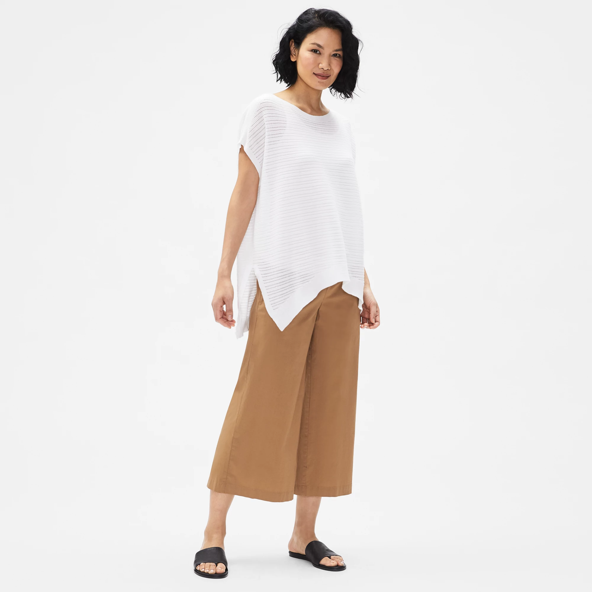 Organic Cotton Poplin Wide Cropped Pant | EILEEN FISHER