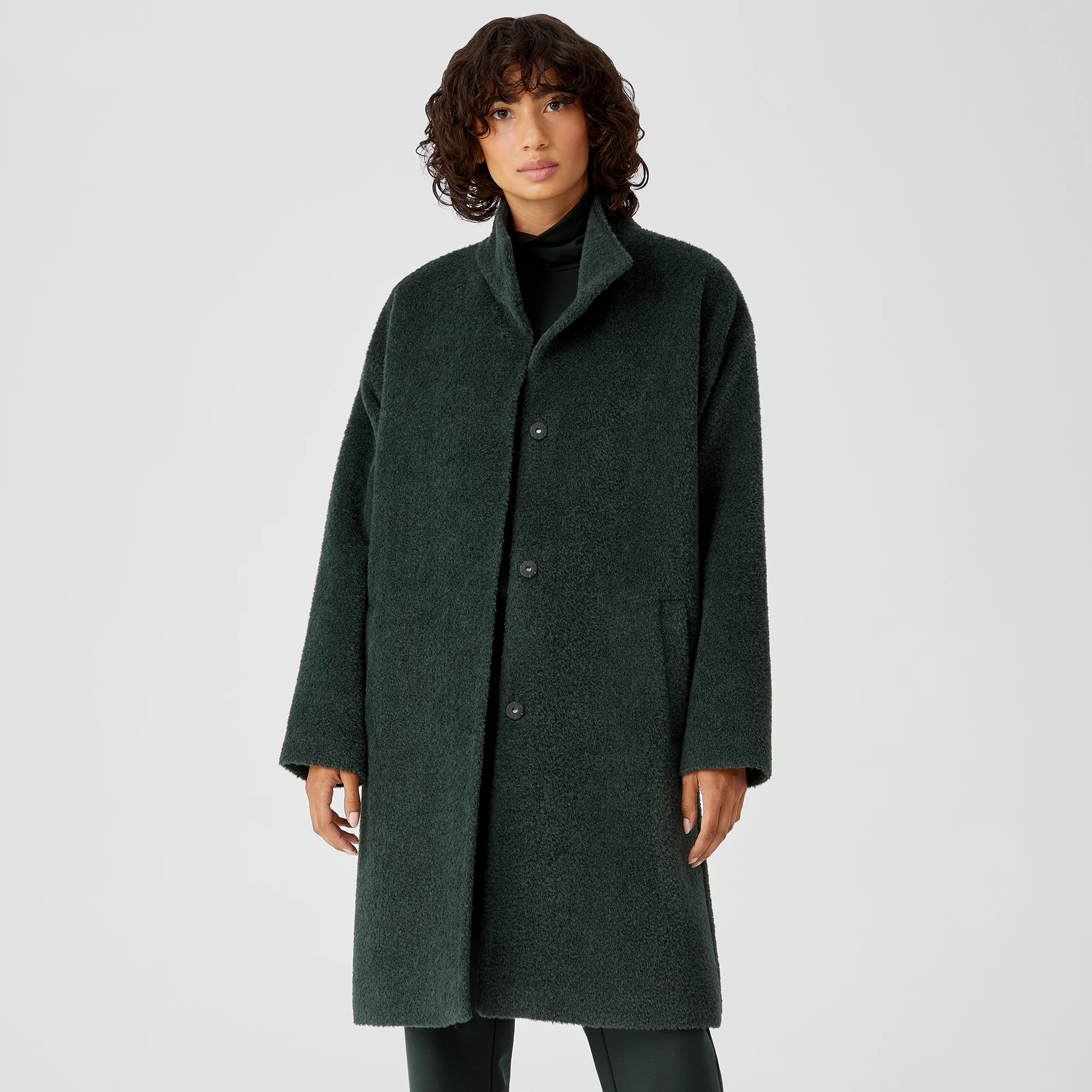 oasis green boucle coat
