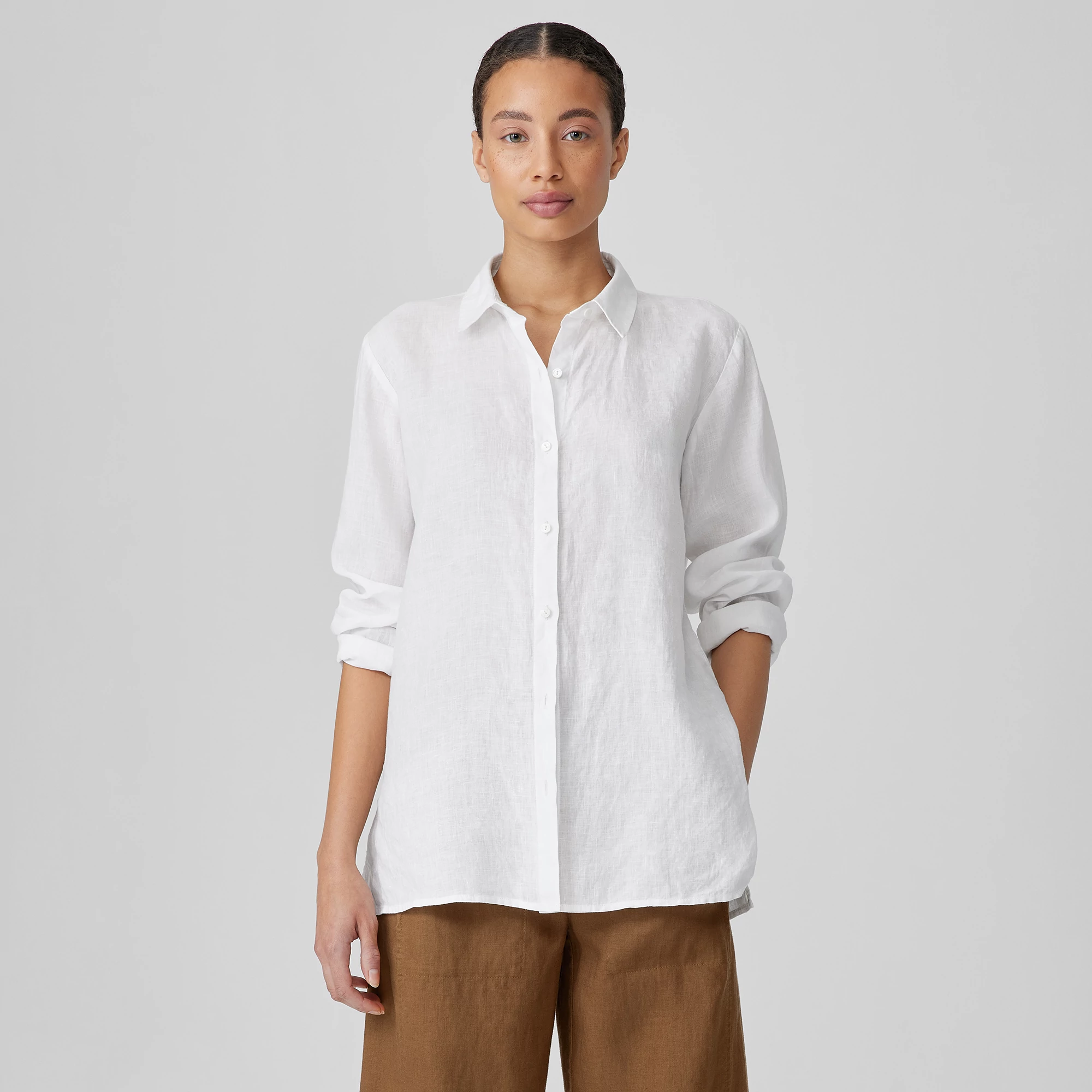 Eileen Fisher  クラシック Collar Shirt レディース シャツ トップス Chalk S5YCD-T5705M-018.png