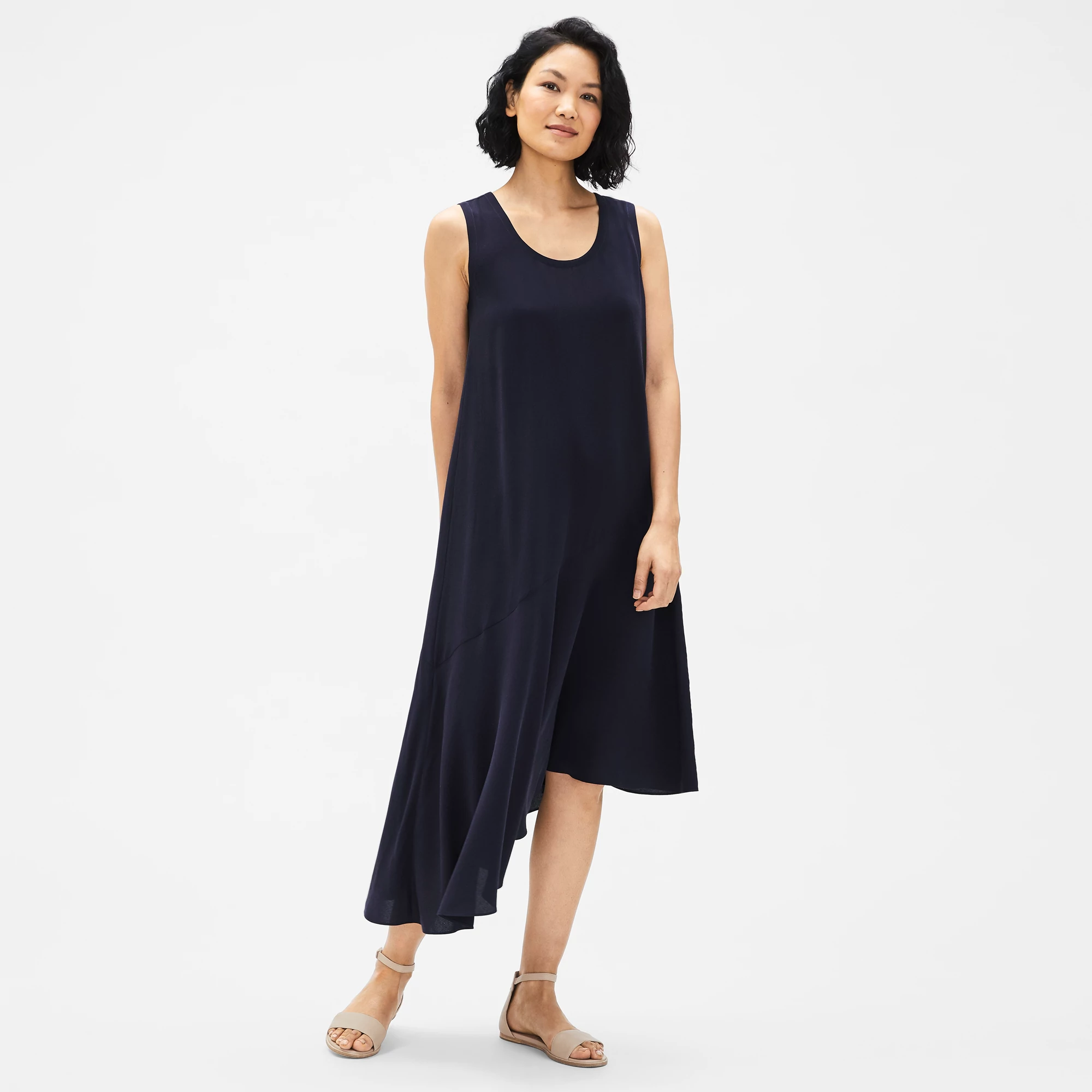 Silk Crepe Asymmetrical Dress EILEEN FISHER