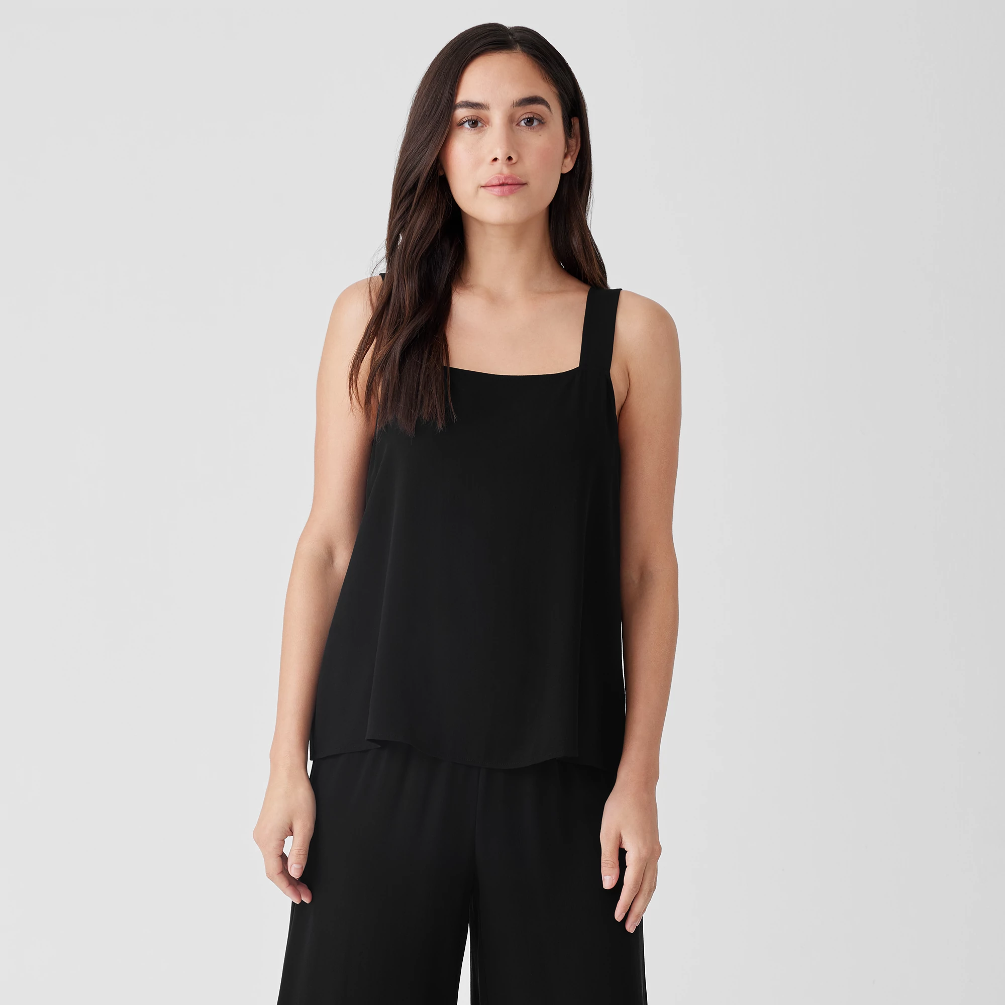 Silk Georgette Crepe Square Neck Tank | EILEEN FISHER