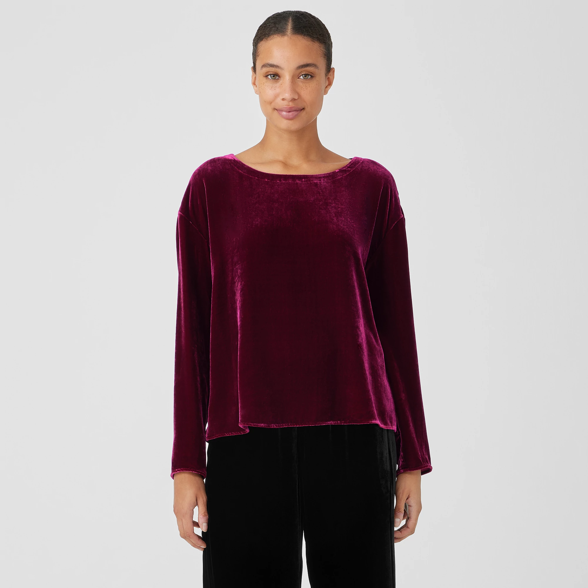 Velvet Ballet Neck Box-Top | EILEEN FISHER