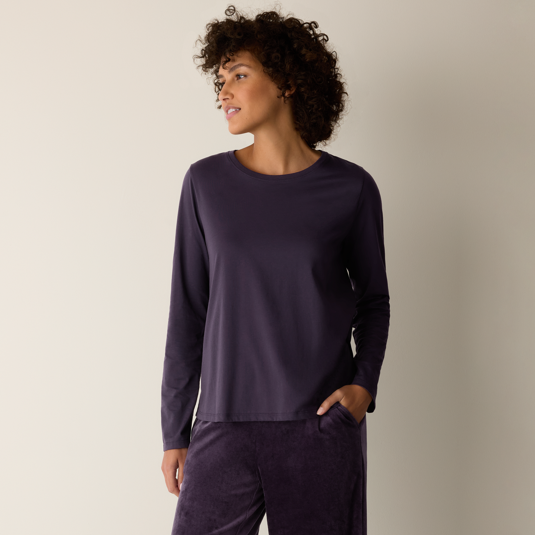 Organic Pima Cotton Jersey Long-Sleeve Tee from EILEEN FISHER - $63.20