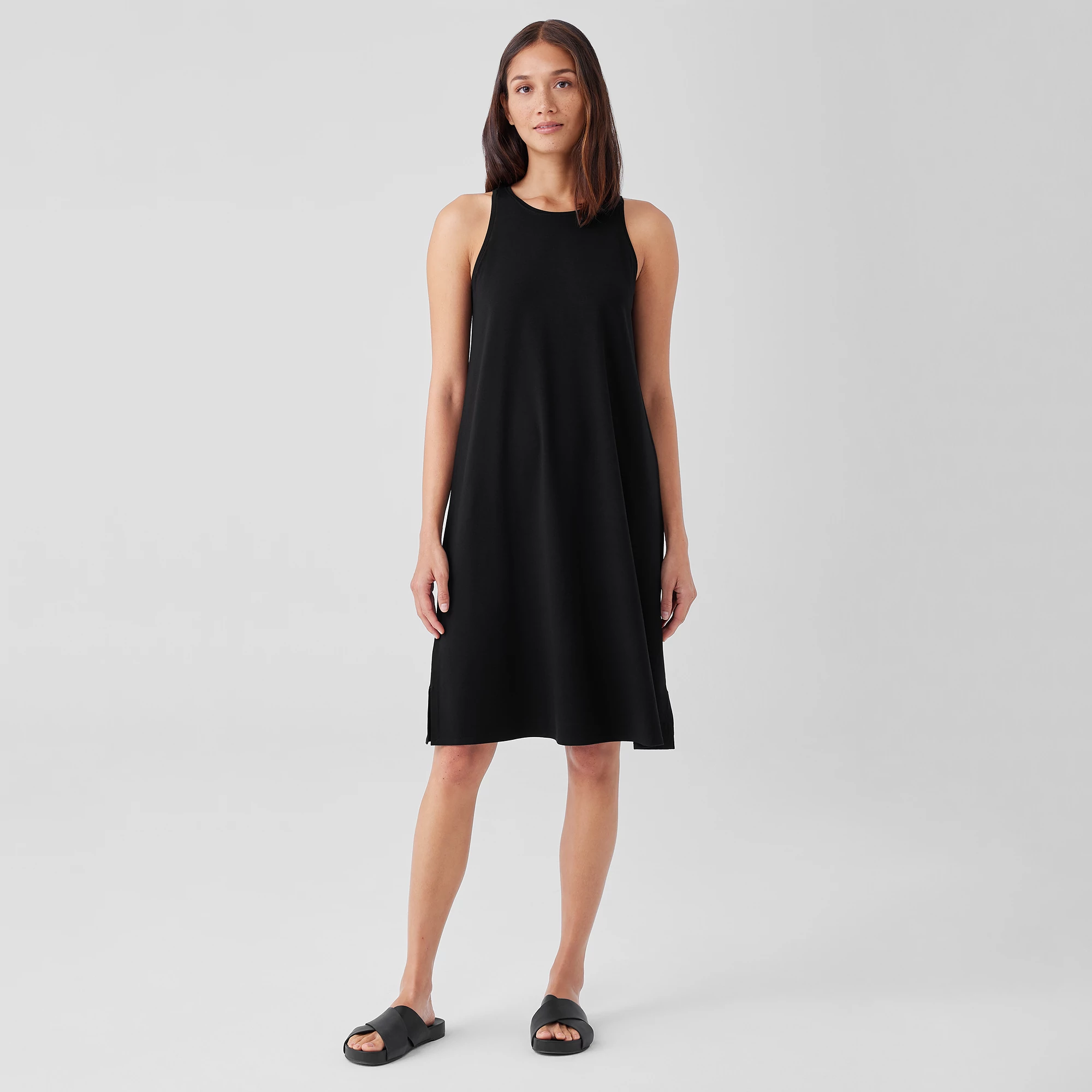 Stretch Jersey Knit Round Neck Tank Dress | EILEEN FISHER