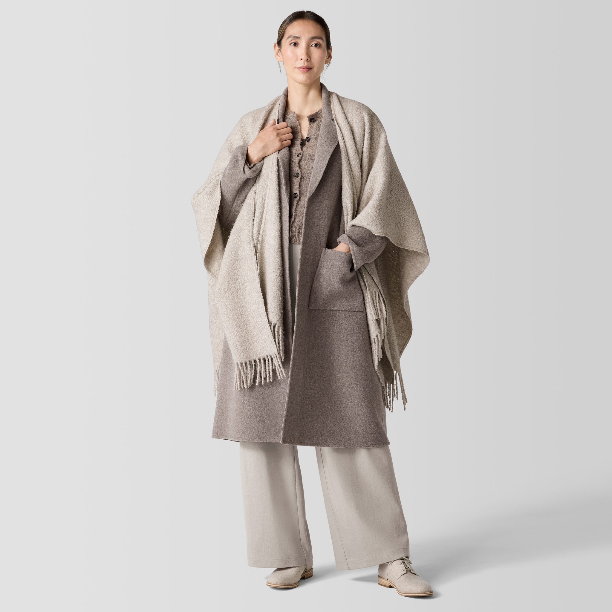 Alpaca Silk Boucle Poncho | EILEEN FISHER