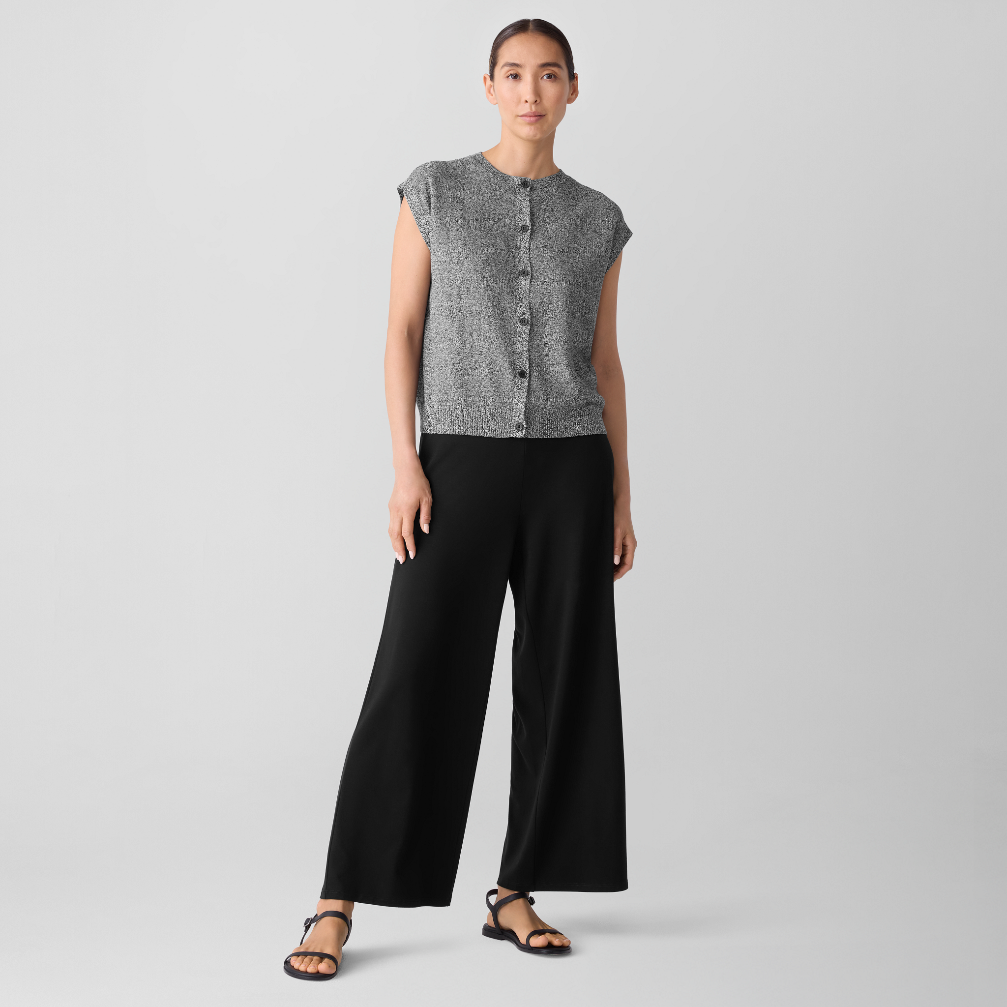 Stretch Jersey Knit Wide-Leg Pant