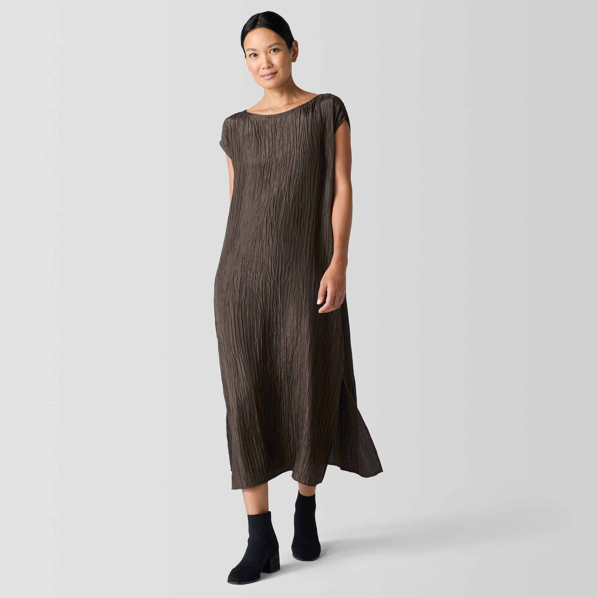 Robe Fourreau Femme Eileen Fisher - Laine Et Coton Bio - Anthracite - Taille XL