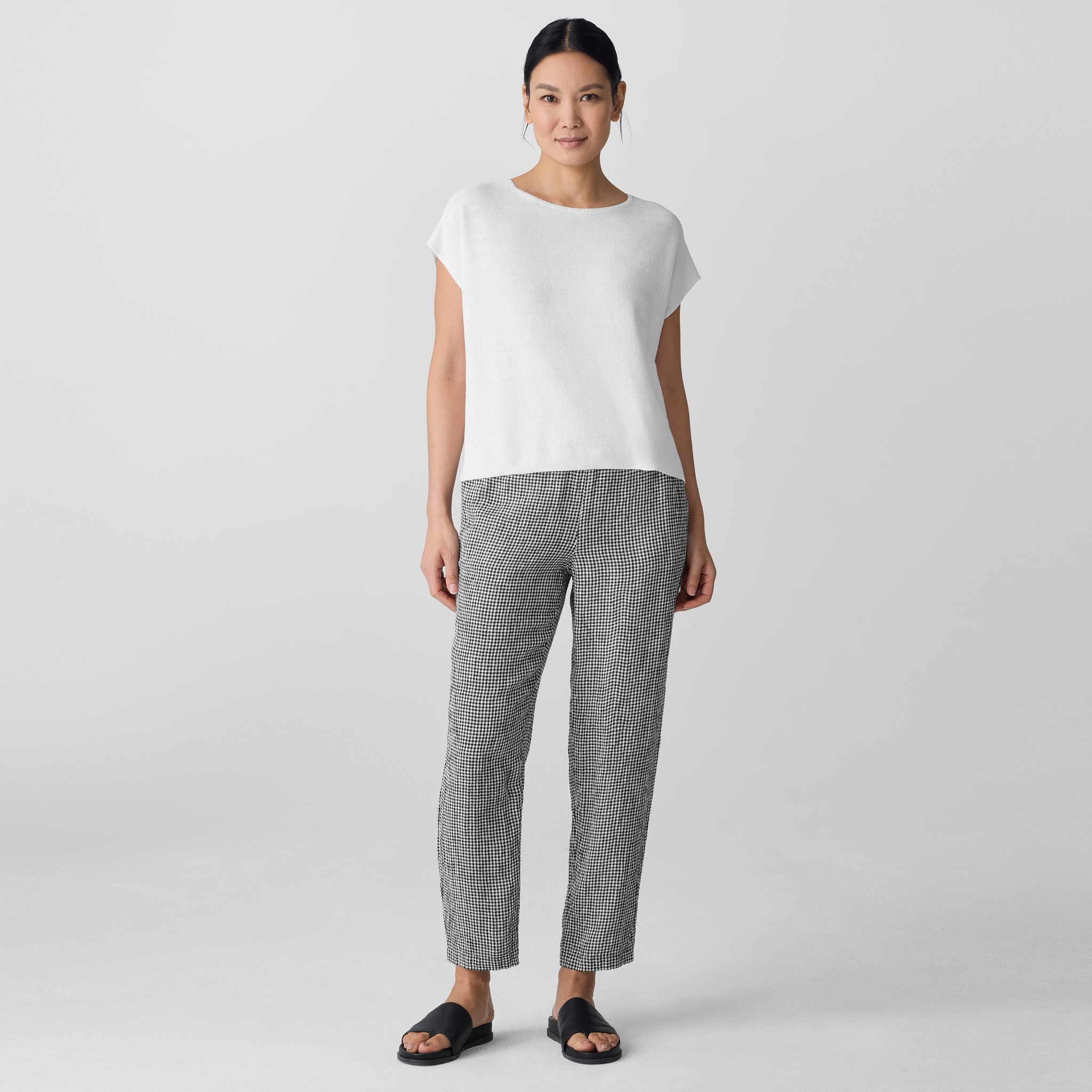 Puckered Organic Linen Tapered Pant