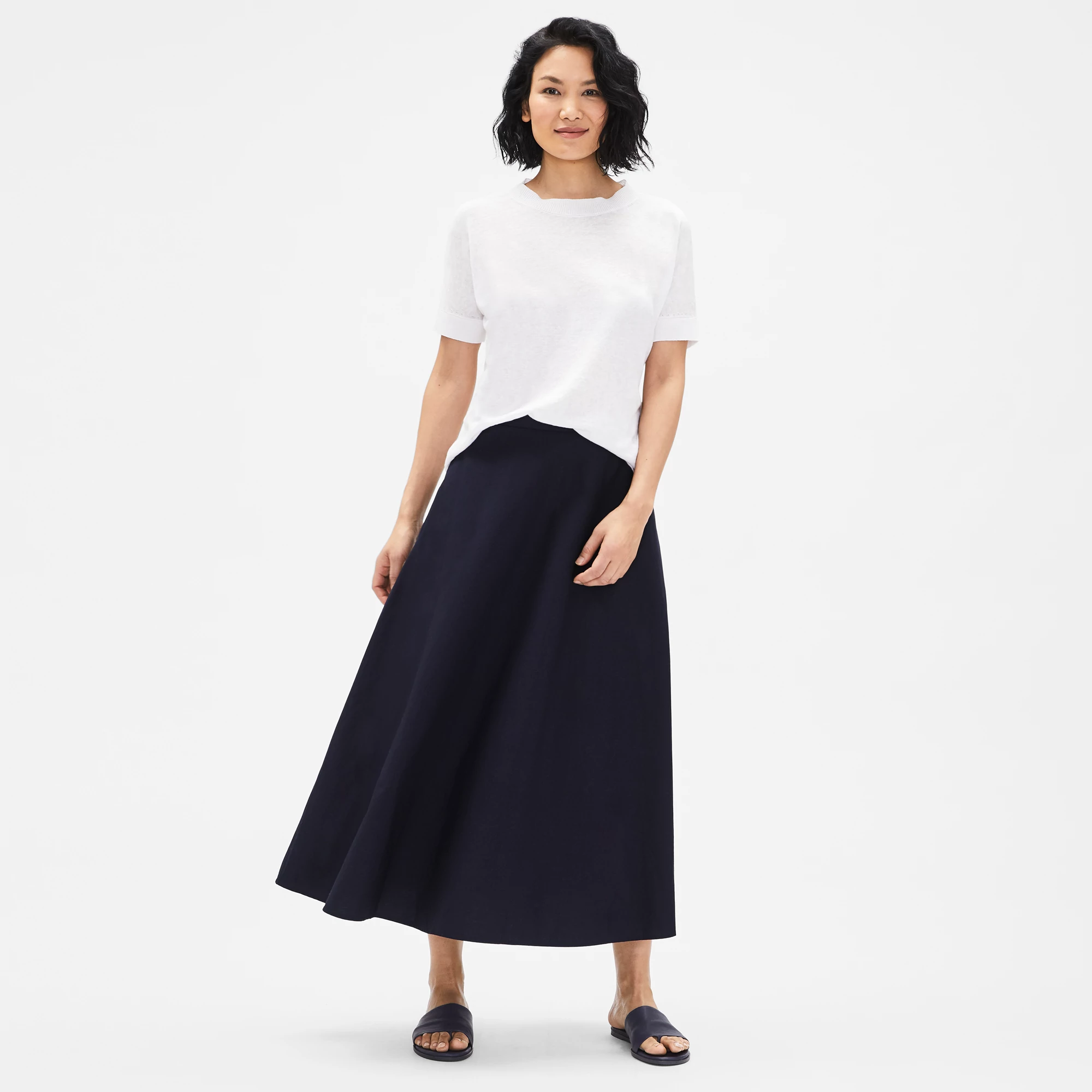 Organic Cotton Poplin Circle Skirt EILEEN FISHER