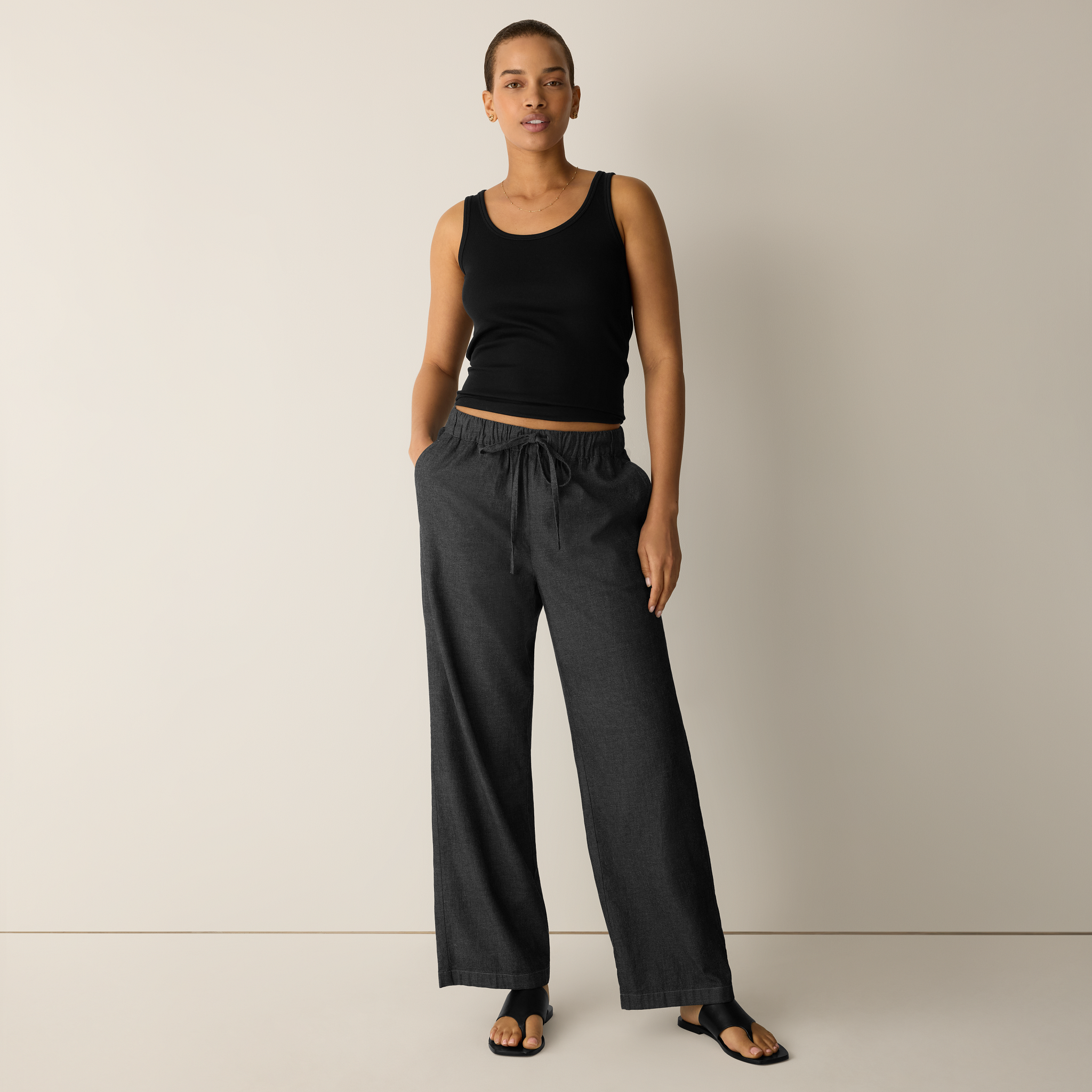 Airy Organic Cotton Twill Full-Length Straight Pant from EILEEN FISHER - $178
