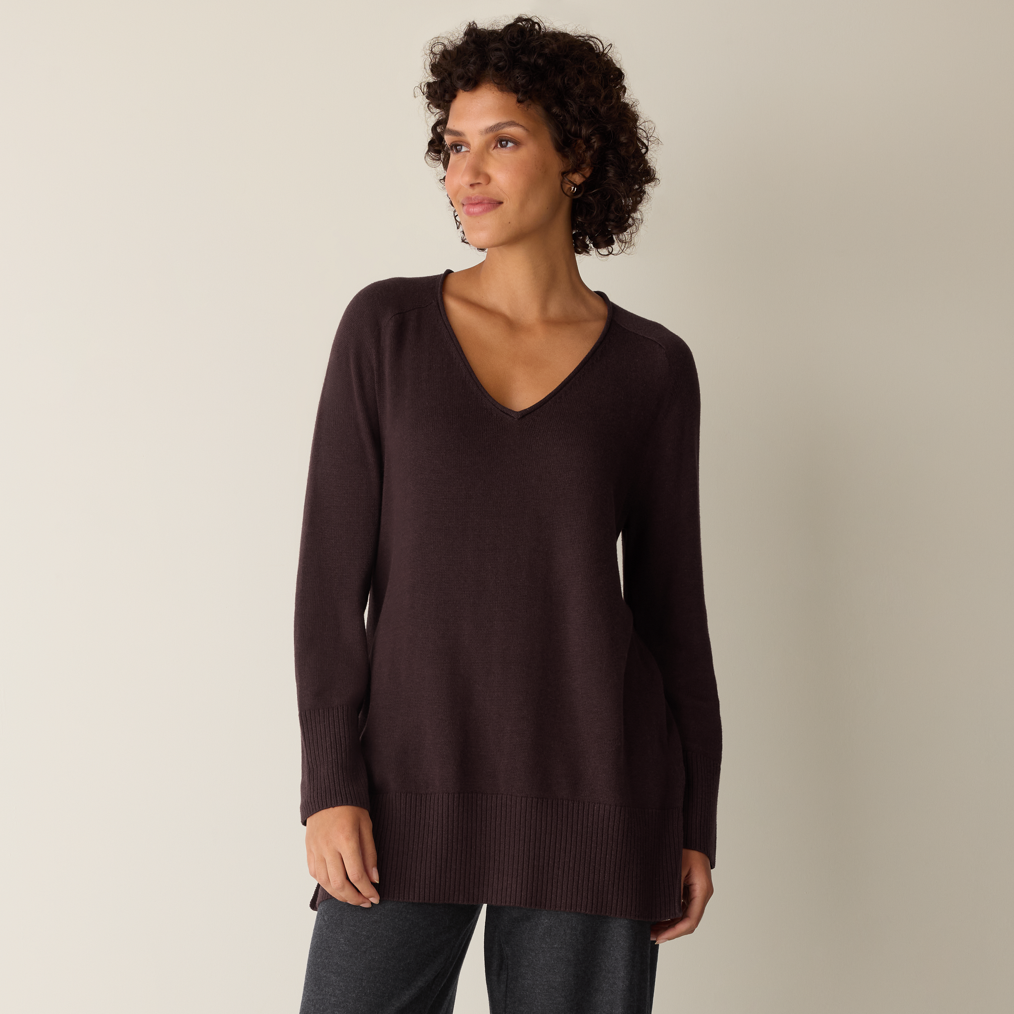 Peruvian Cotton Blend V-Neck Top | EILEEN FISHER
