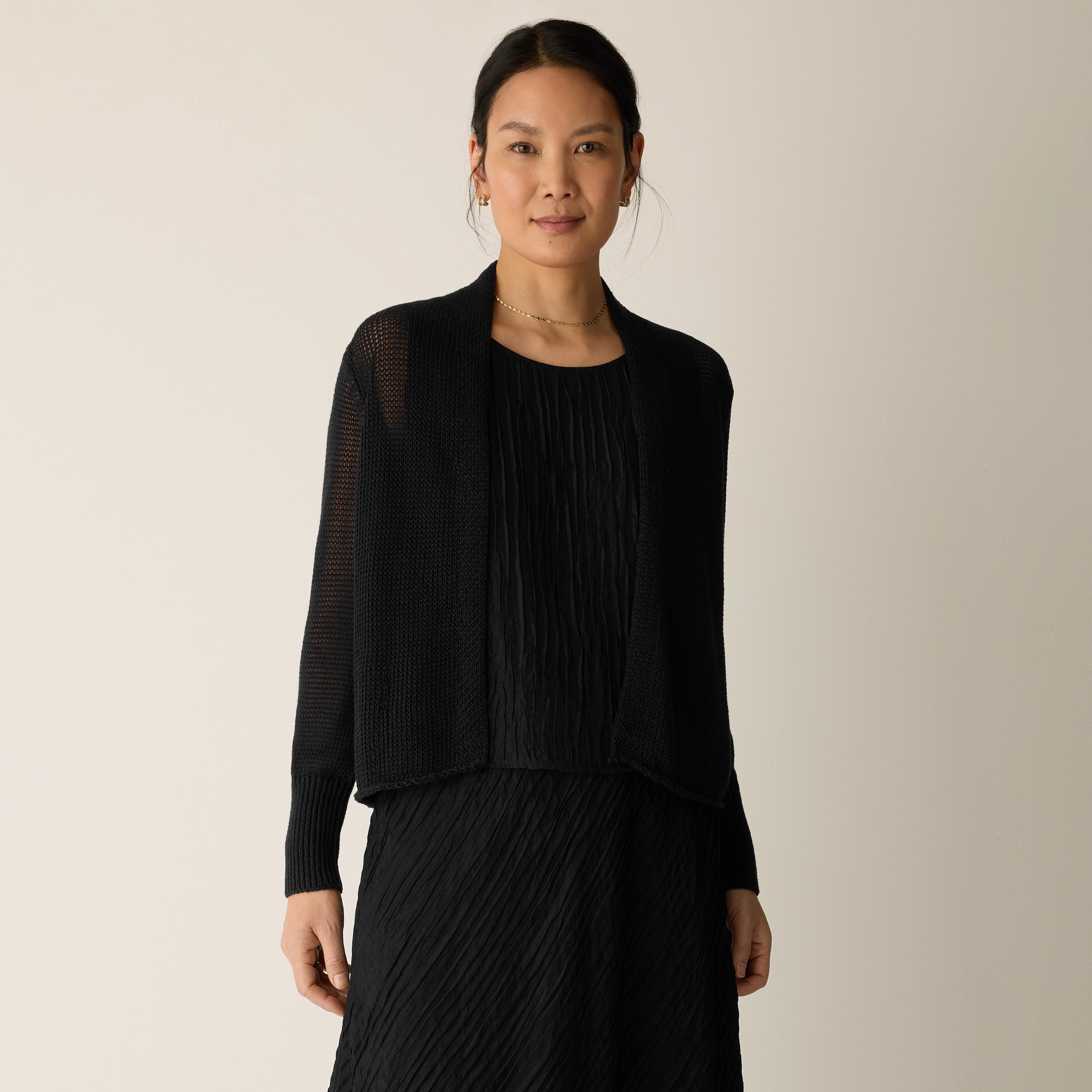 Organic Linen Cotton Cropped Cardigan