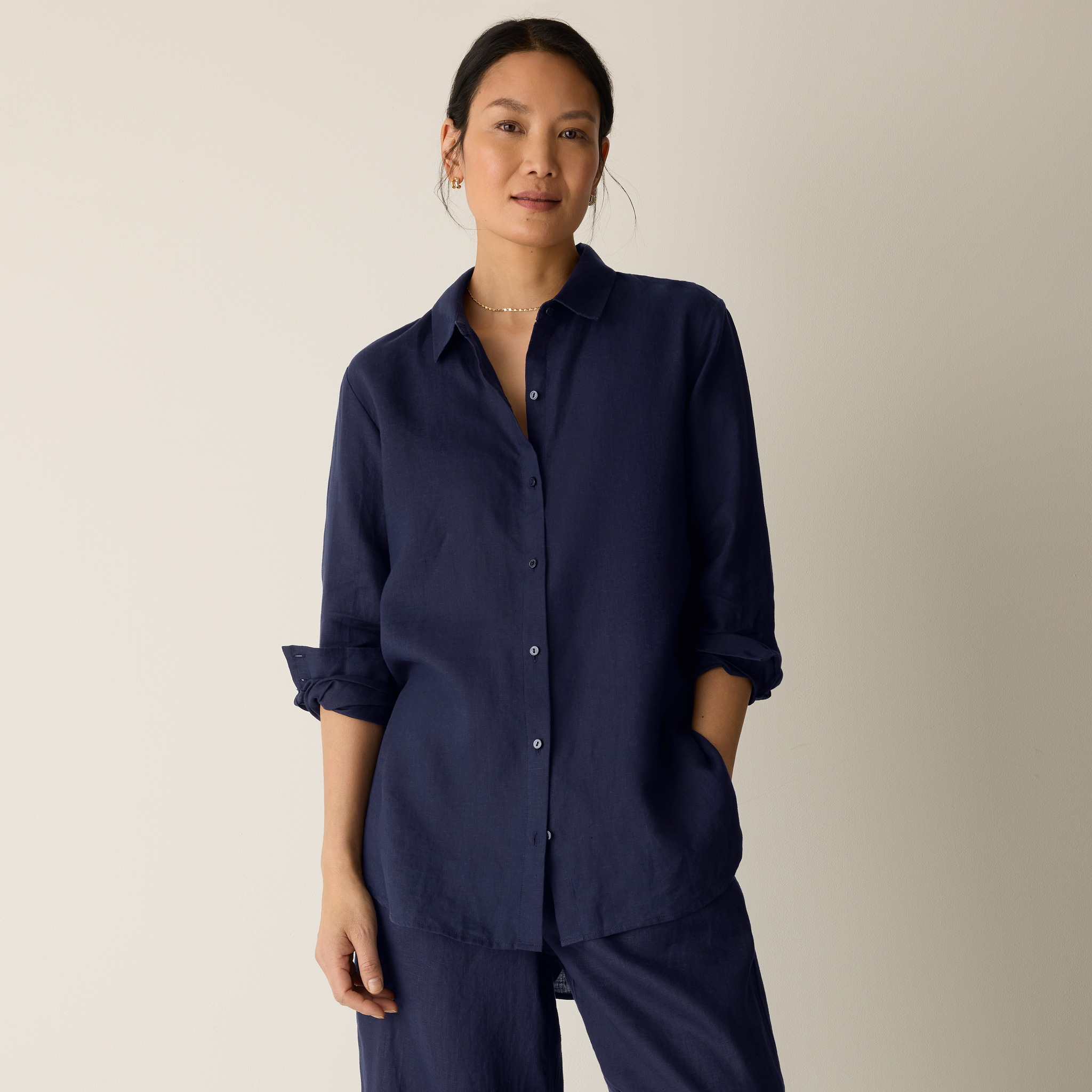 Organic Handkerchief Linen Classic Collar Shirt from EILEEN FISHER - $188