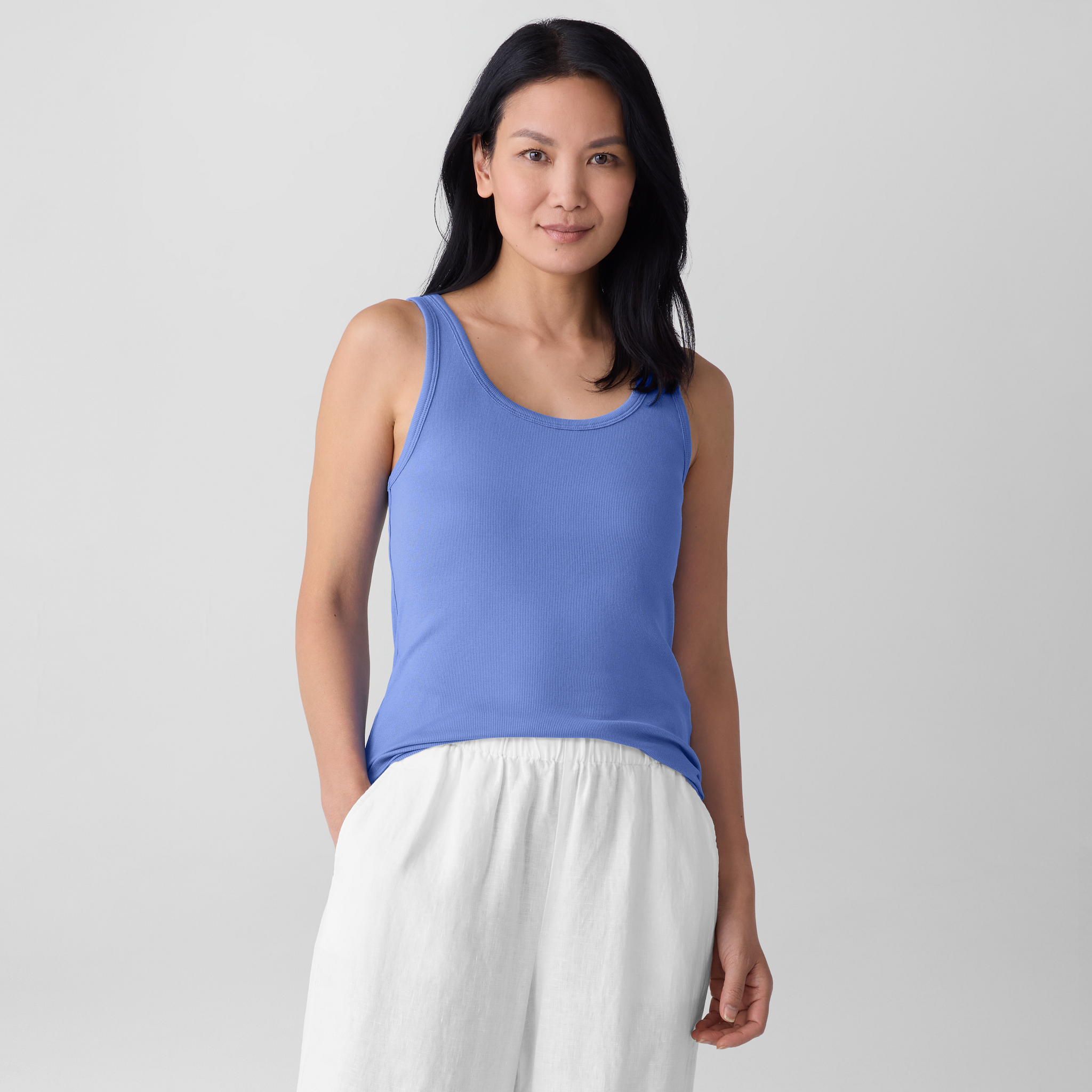 Midge Stretch Rib Organic Cotton Stretch Rib Slim Tank | EILEEN FISHER