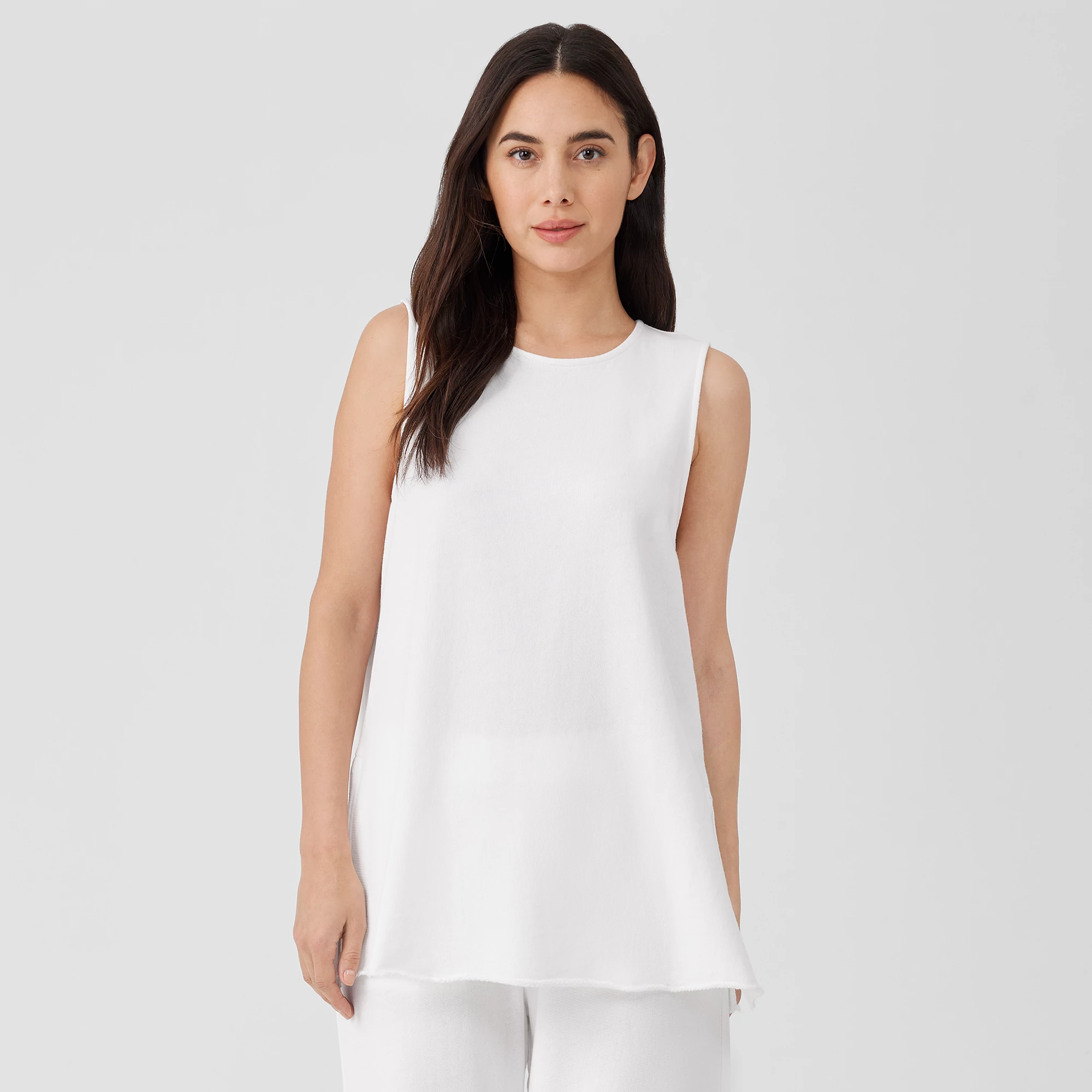 Lightweight Organic Cotton Terry Long Tank | EILEEN FISHER