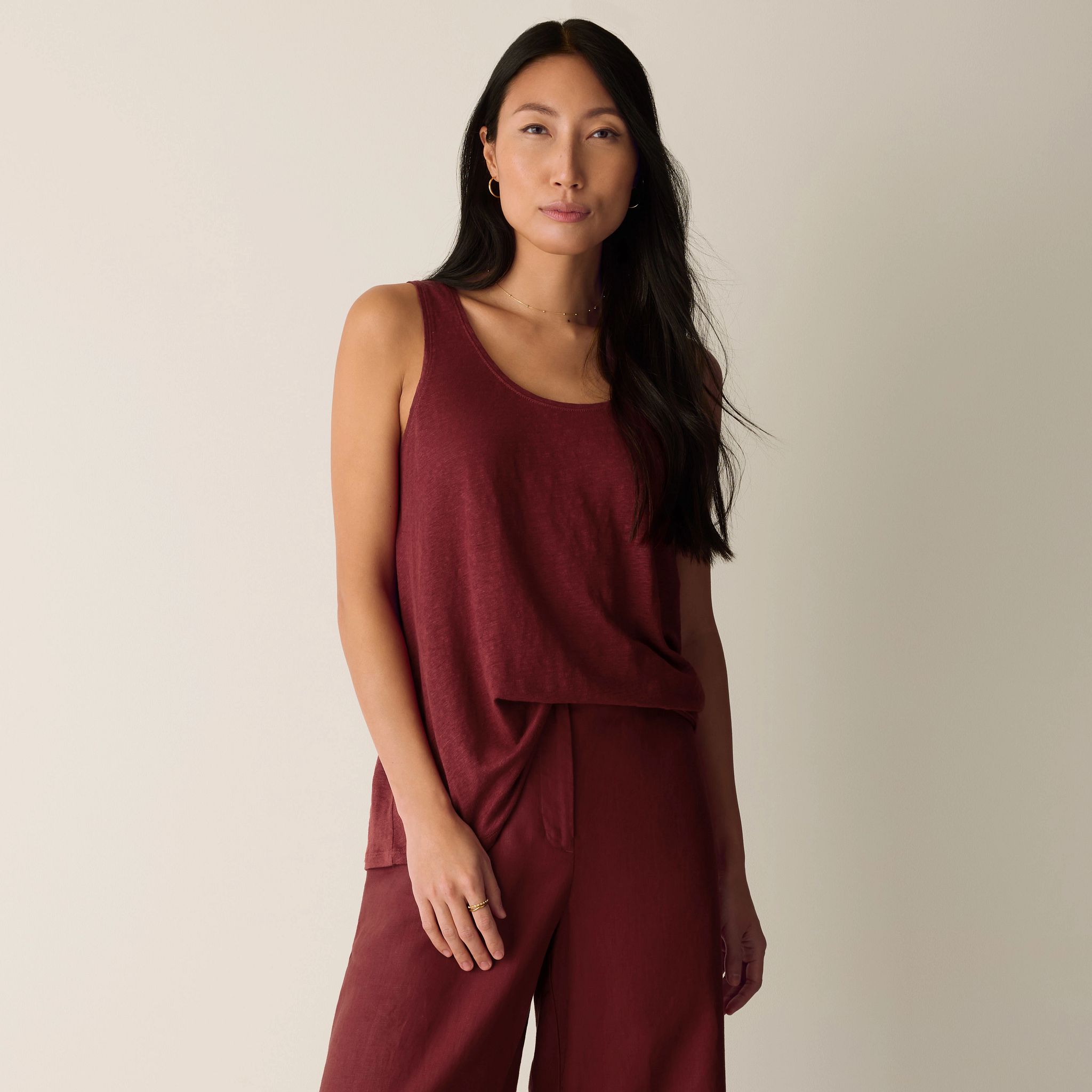 Organic Linen Jersey Scoop Neck Tank from EILEEN FISHER - $98