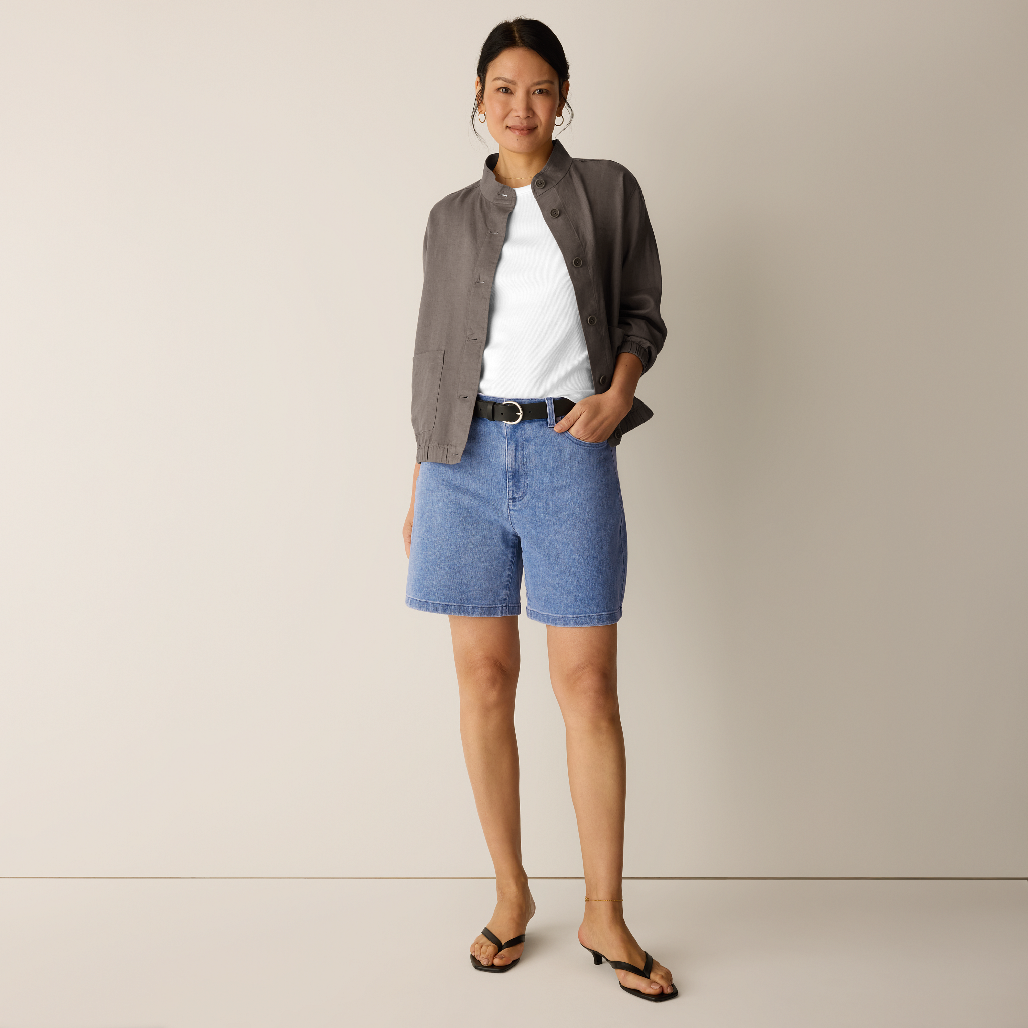 Cotton Stretch Denim Shorts