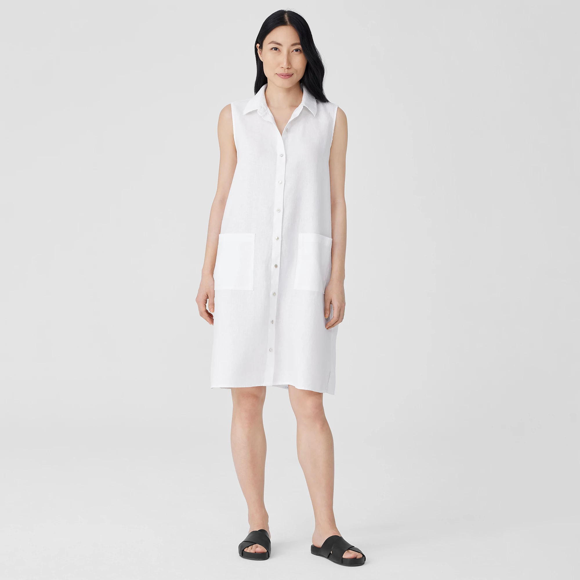 Eileen Fisher Sleeveless Stretch Organic Cotton Midi Lantern Dress