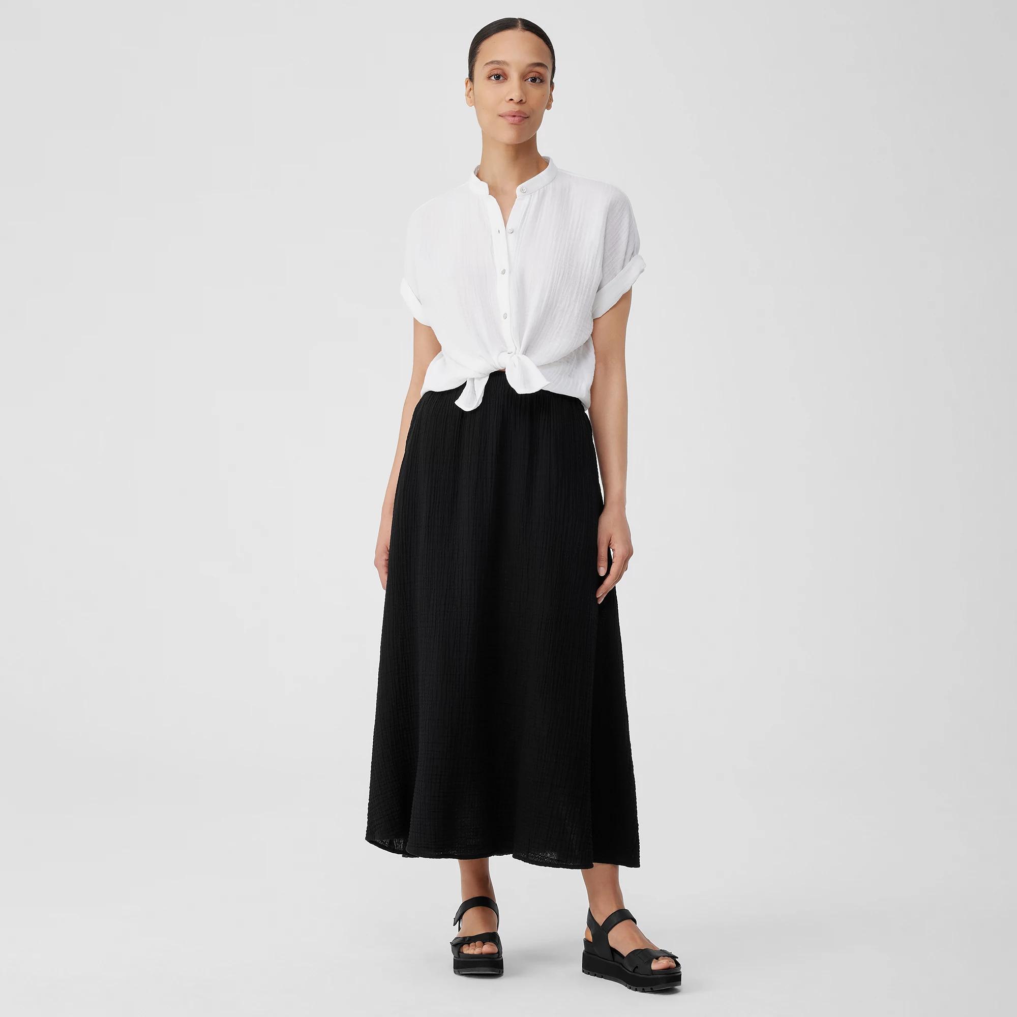 ●Antt sienne● Formica Bag (2色) Organic Cotton Gauze Pocket Skirt | EILEEN FISHER