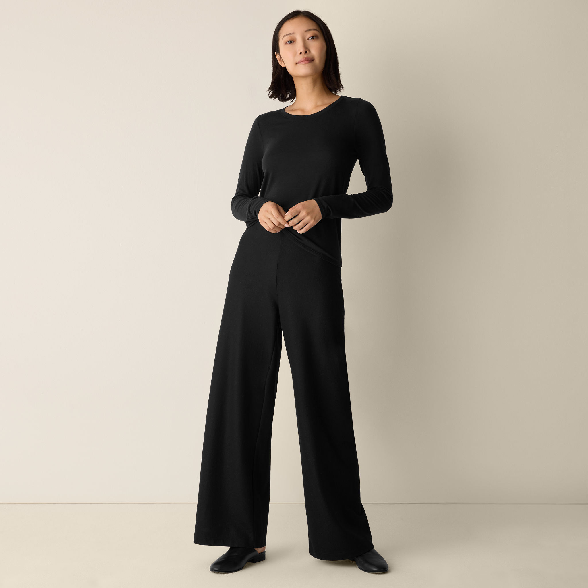 Felted Wool Jersey Wide-Leg Pant in Regenerative Wool from EILEEN FISHER - $183.20