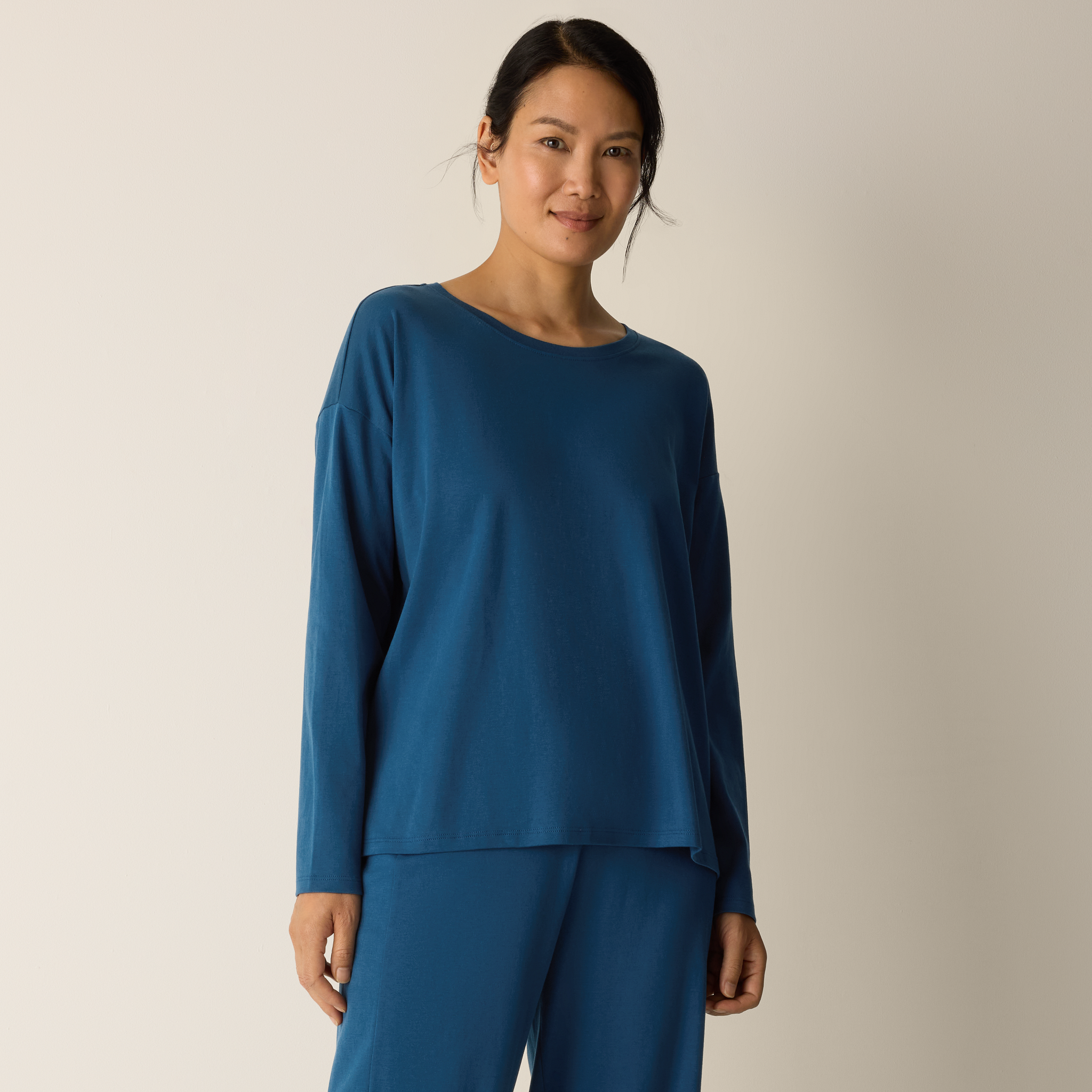 Organic Cotton Interlock Jewel Neck Sleep Top from EILEEN FISHER - $71.20