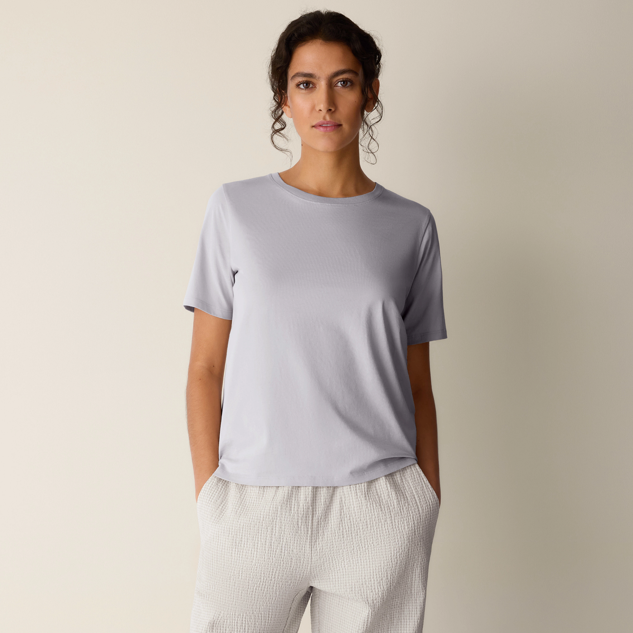 Organic Pima Cotton Jersey Round Neck Tee from EILEEN FISHER - $88