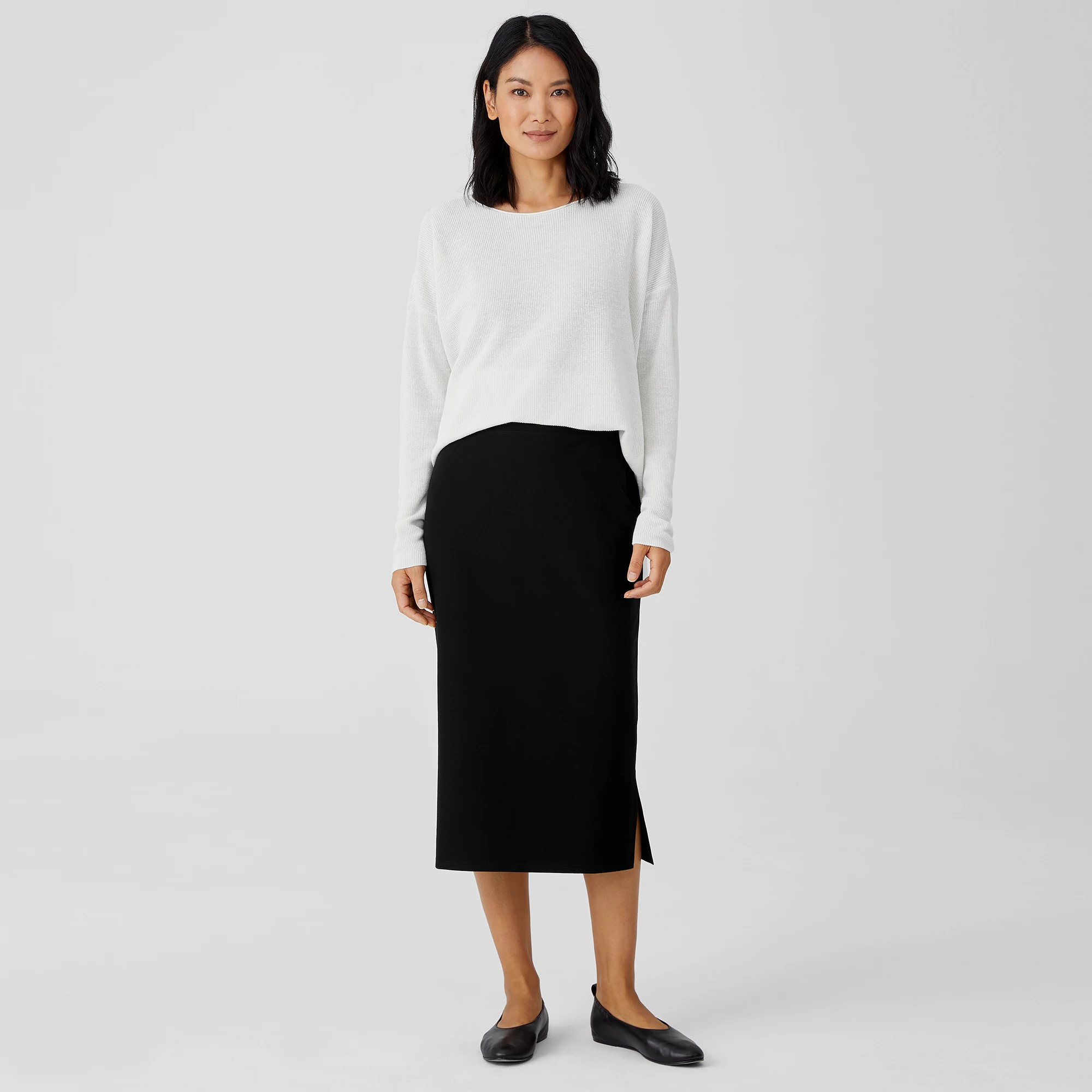Washable Stretch Crepe Pencil Skirt | EILEEN FISHER