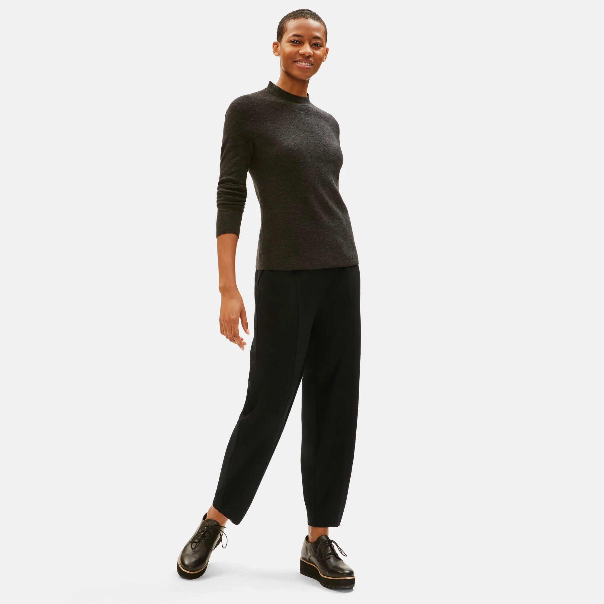 Boiled Wool Jersey Lantern Ankle Pant | EILEEN FISHER