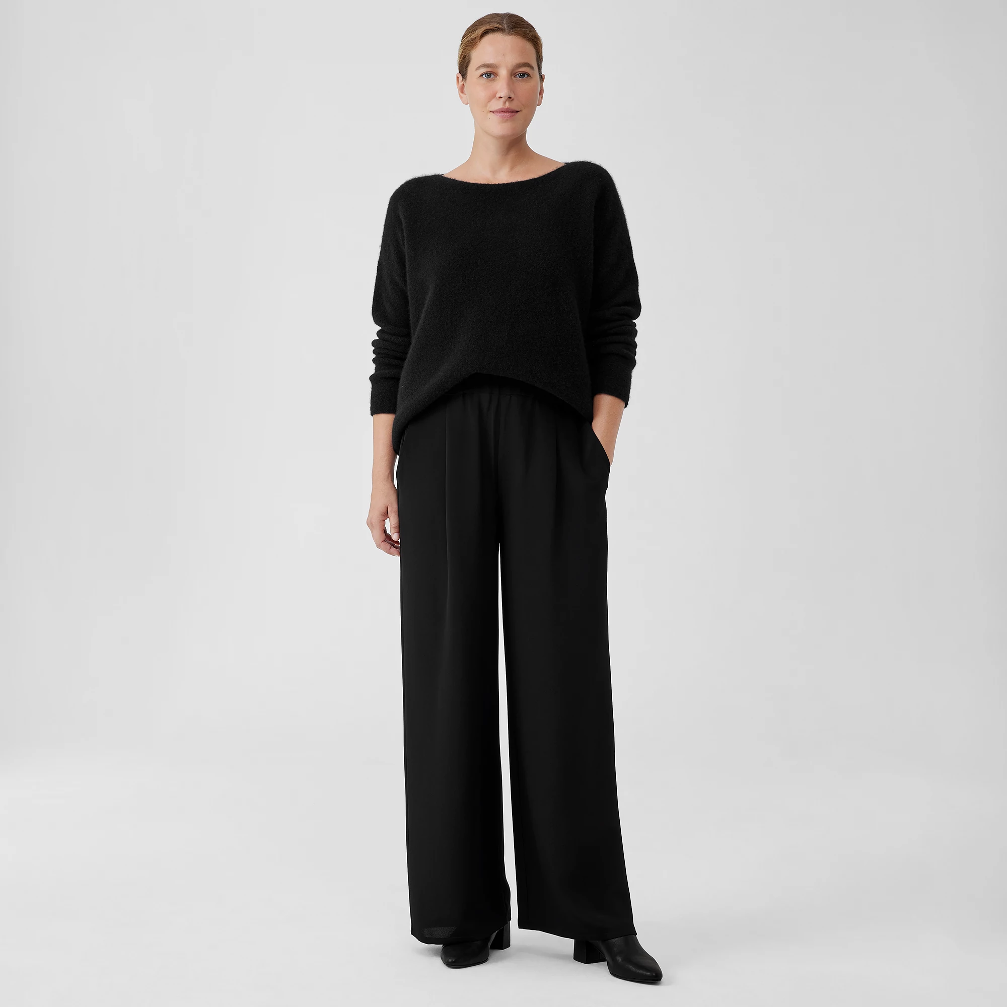 Silk Double Crepe Wide-Leg Pant | EILEEN FISHER