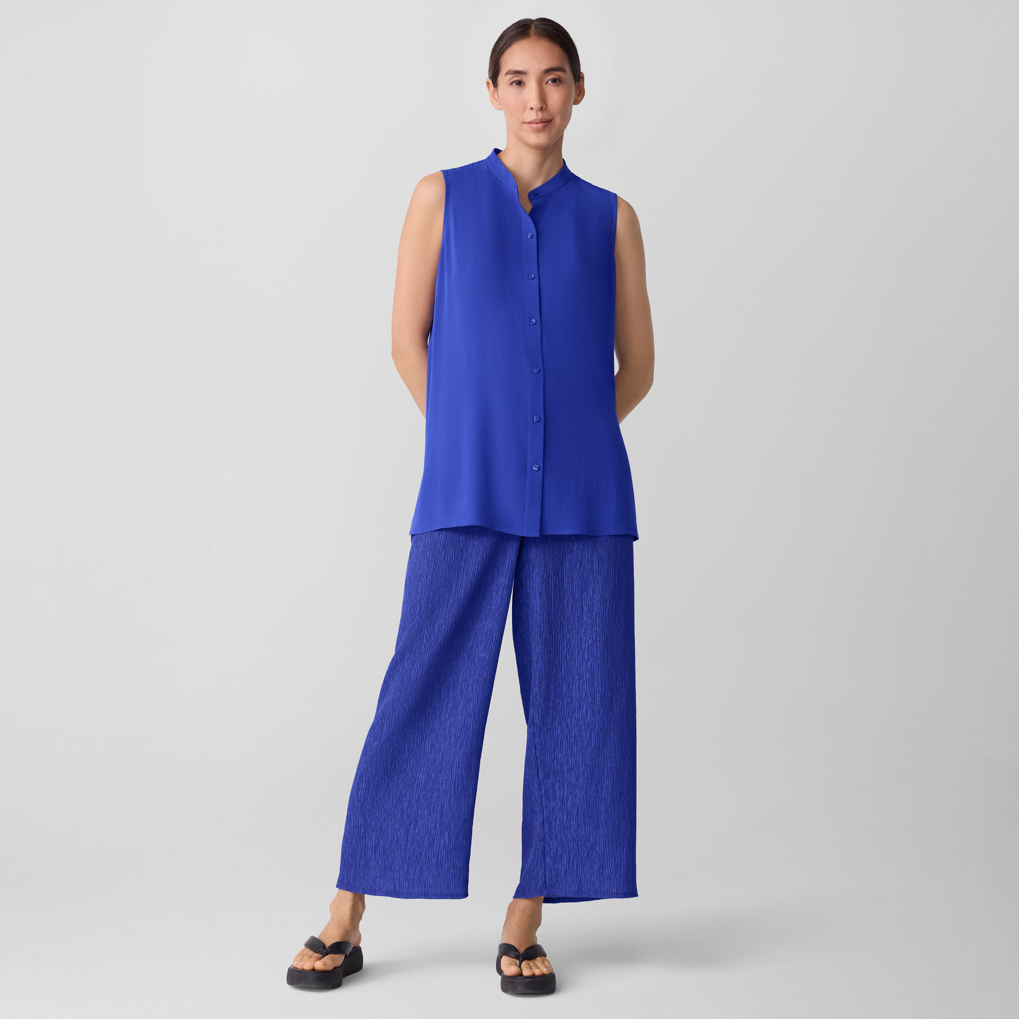 Silk Georgette Crepe Sleeveless Shirt from EILEEN FISHER - $175.20
