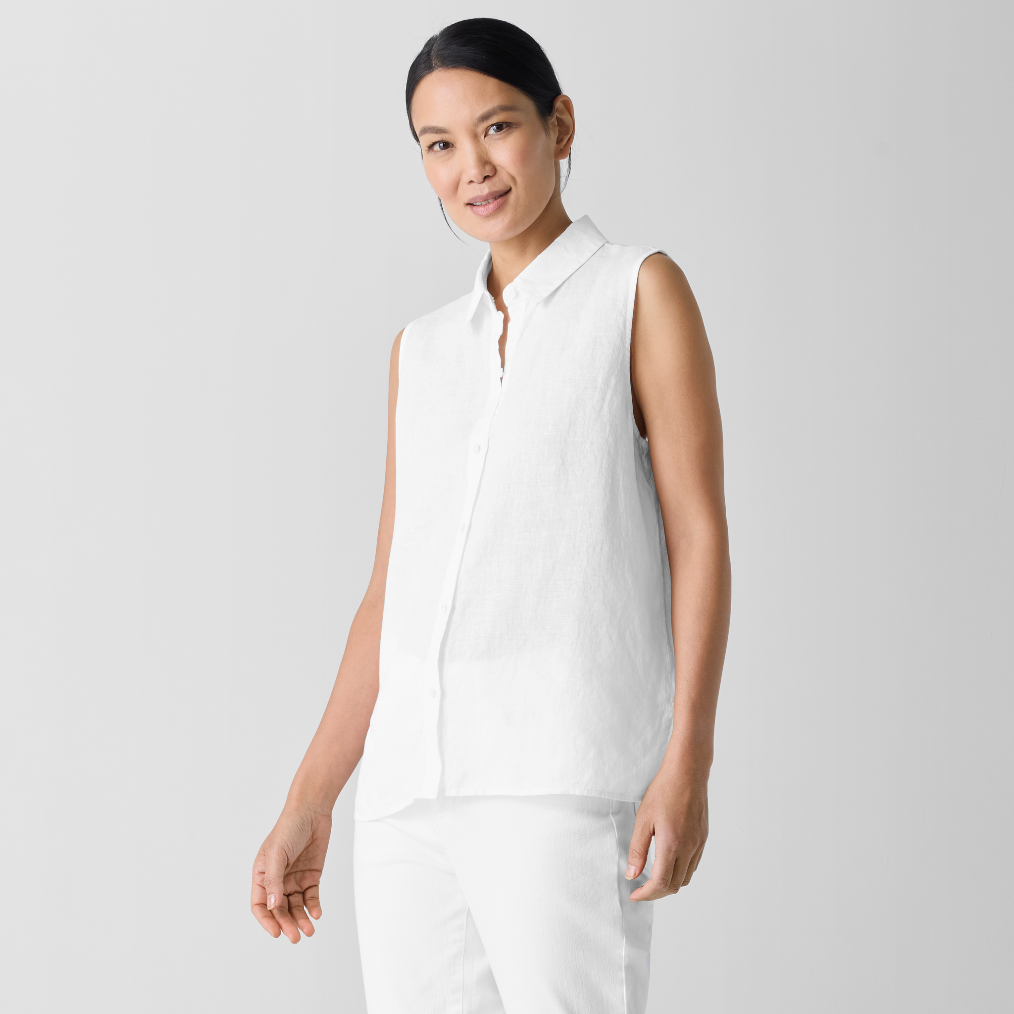 Organic Handkerchief Linen Sleeveless Shirt from EILEEN FISHER - $95.20